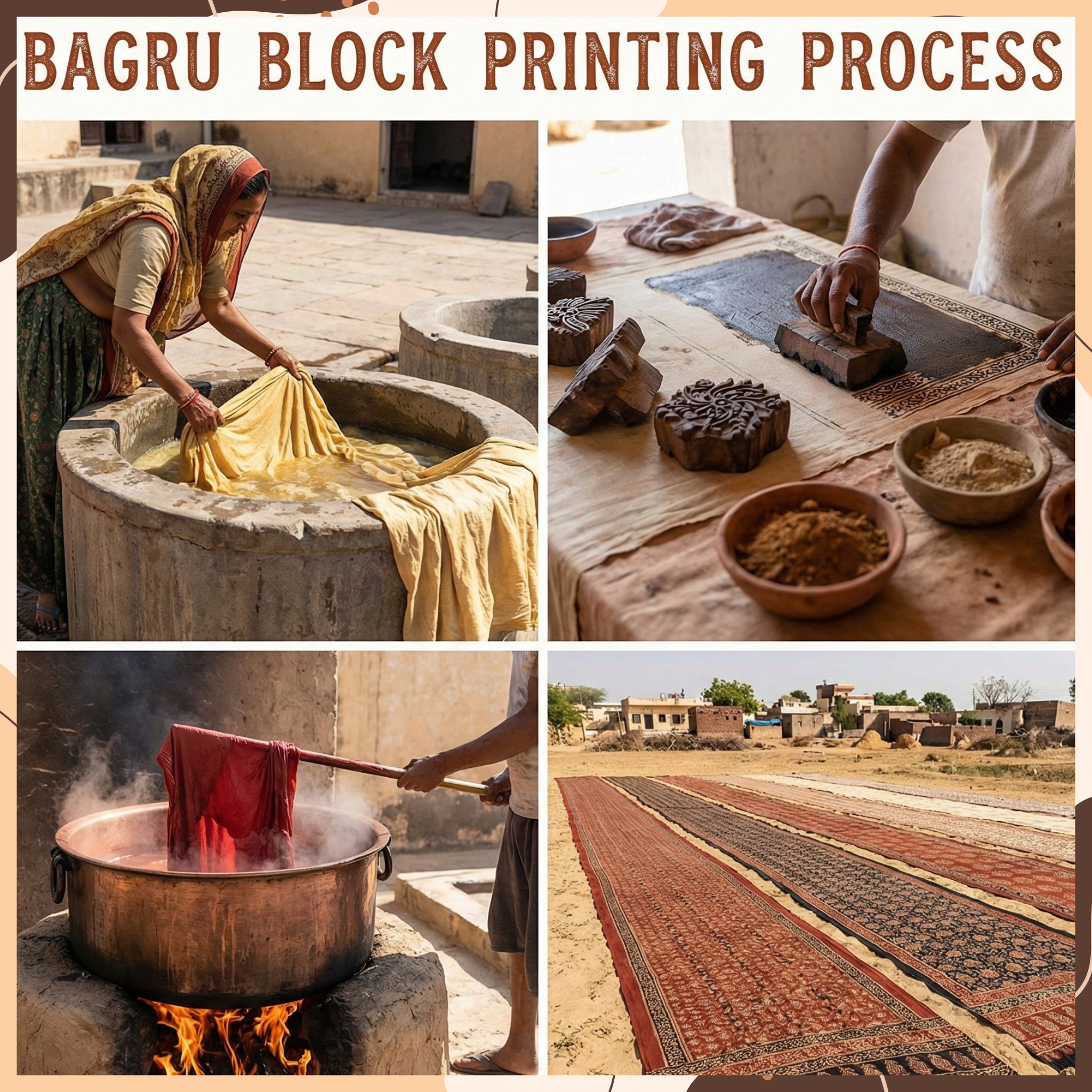 BLUE - BAGRU HAND BLOCK PRINTED LINEN COTTON SUIT SET WITH ZARI BORDER 01