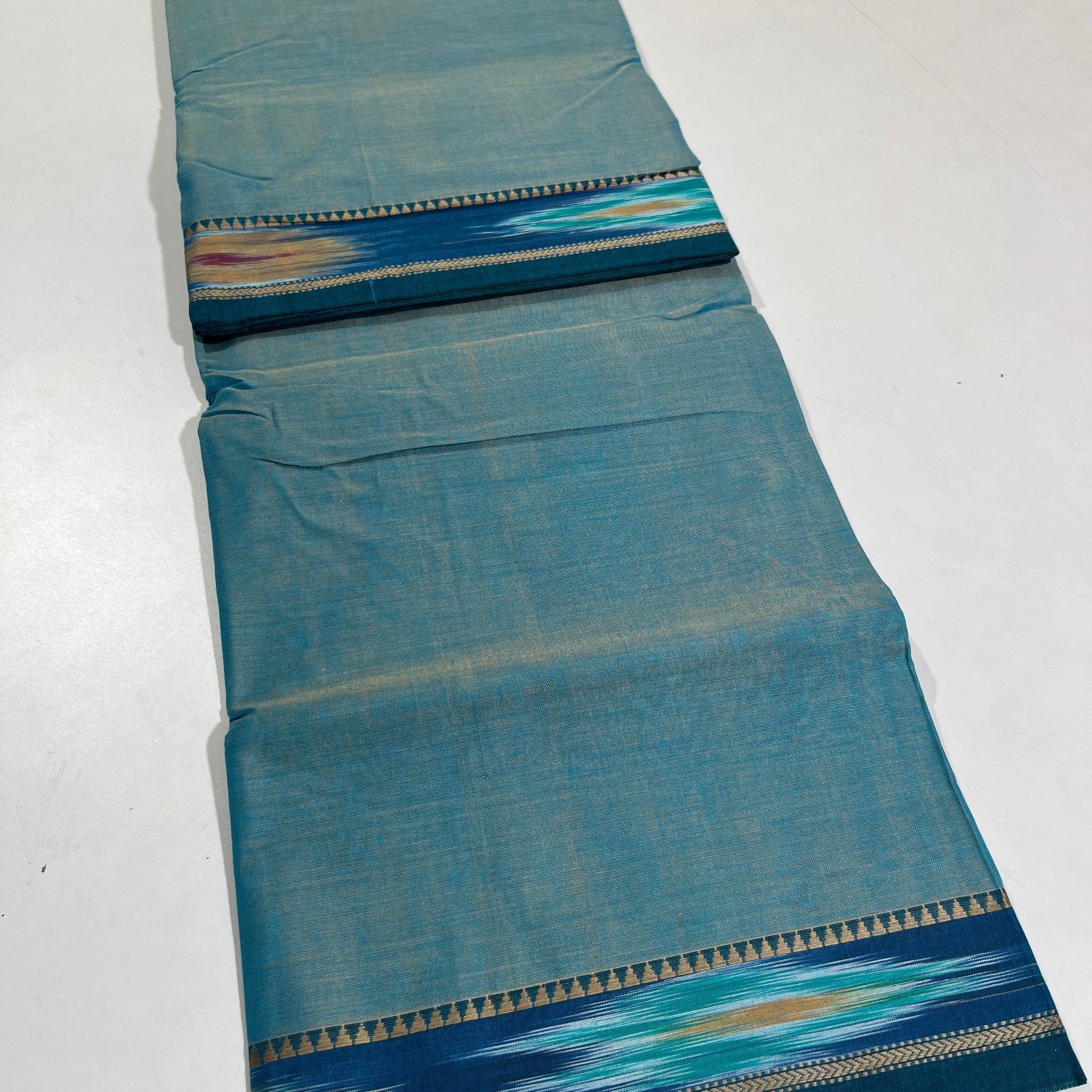 SKYBLUE - NARAYANPETA COTTON  SAREE WITH TRADITIONAL BORDER 19