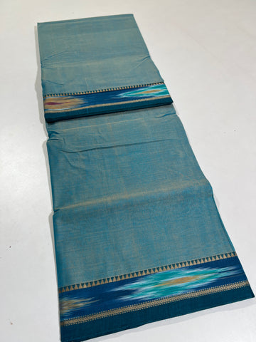SKYBLUE - NARAYANPETA COTTON  SAREE WITH TRADITIONAL BORDER 19