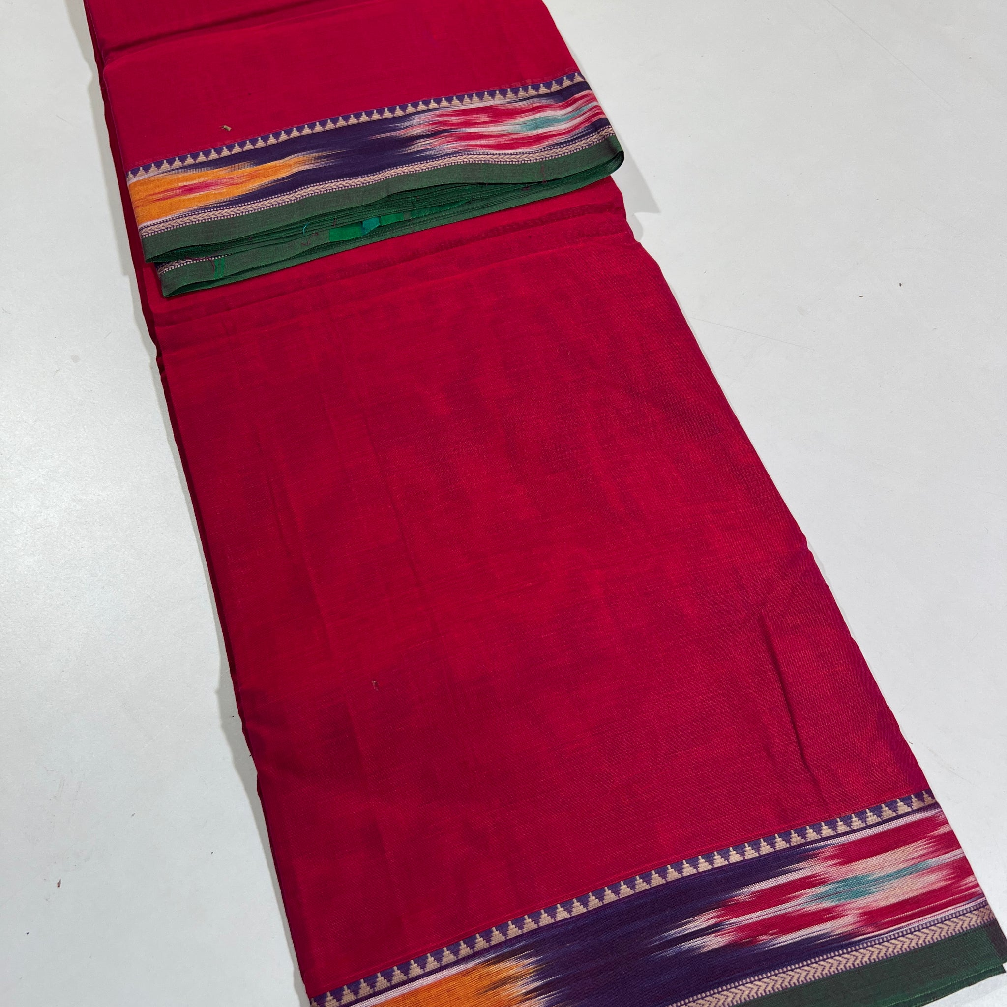 RED - NARAYANPETA COTTON  SAREE WITH TRADITIONAL BORDER 16