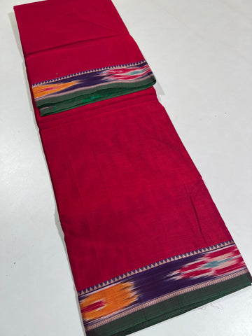 RED - NARAYANPETA COTTON  SAREE WITH TRADITIONAL BORDER 16