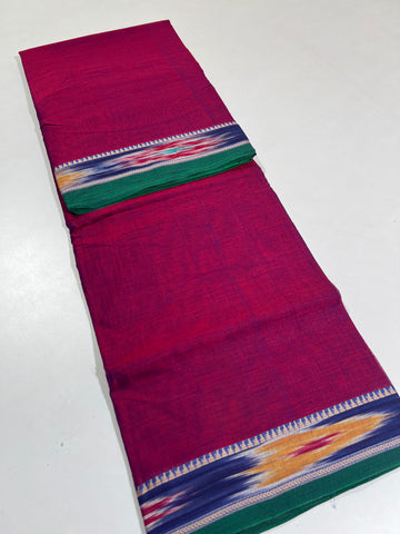 PINK- NARAYANPETA COTTON  SAREE WITH TRADITIONAL BORDER 15