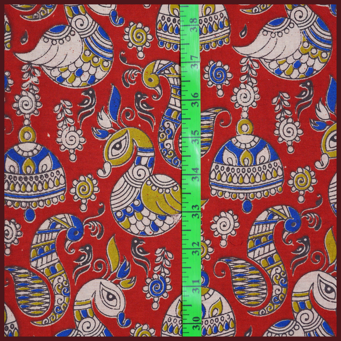 RED- BLOCK PRINT COTTON PEDANA KALAMKARI FABRIC 35