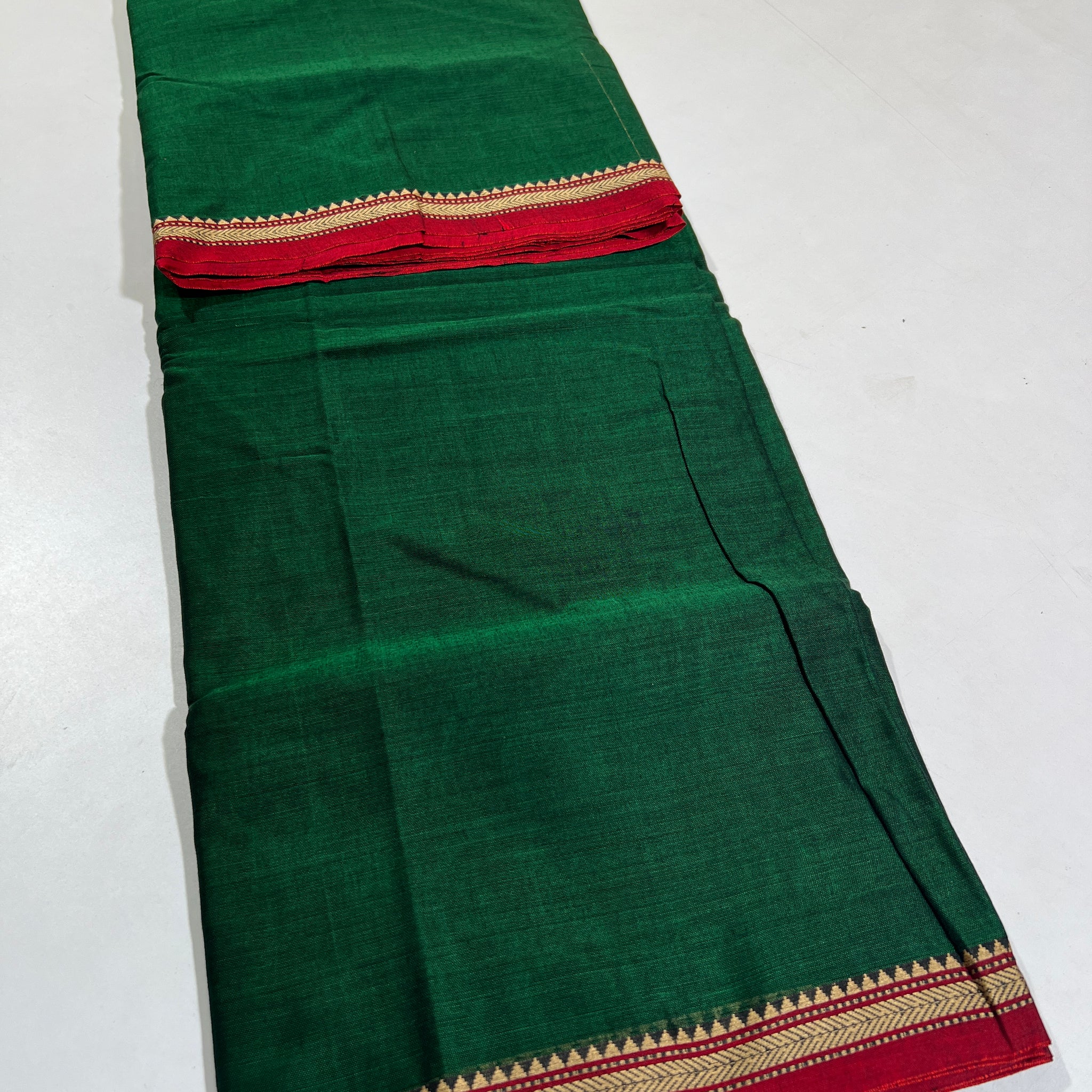 GREEN - NARAYANPETA COTTON  SAREE WITH TRADITIONAL BORDER 38