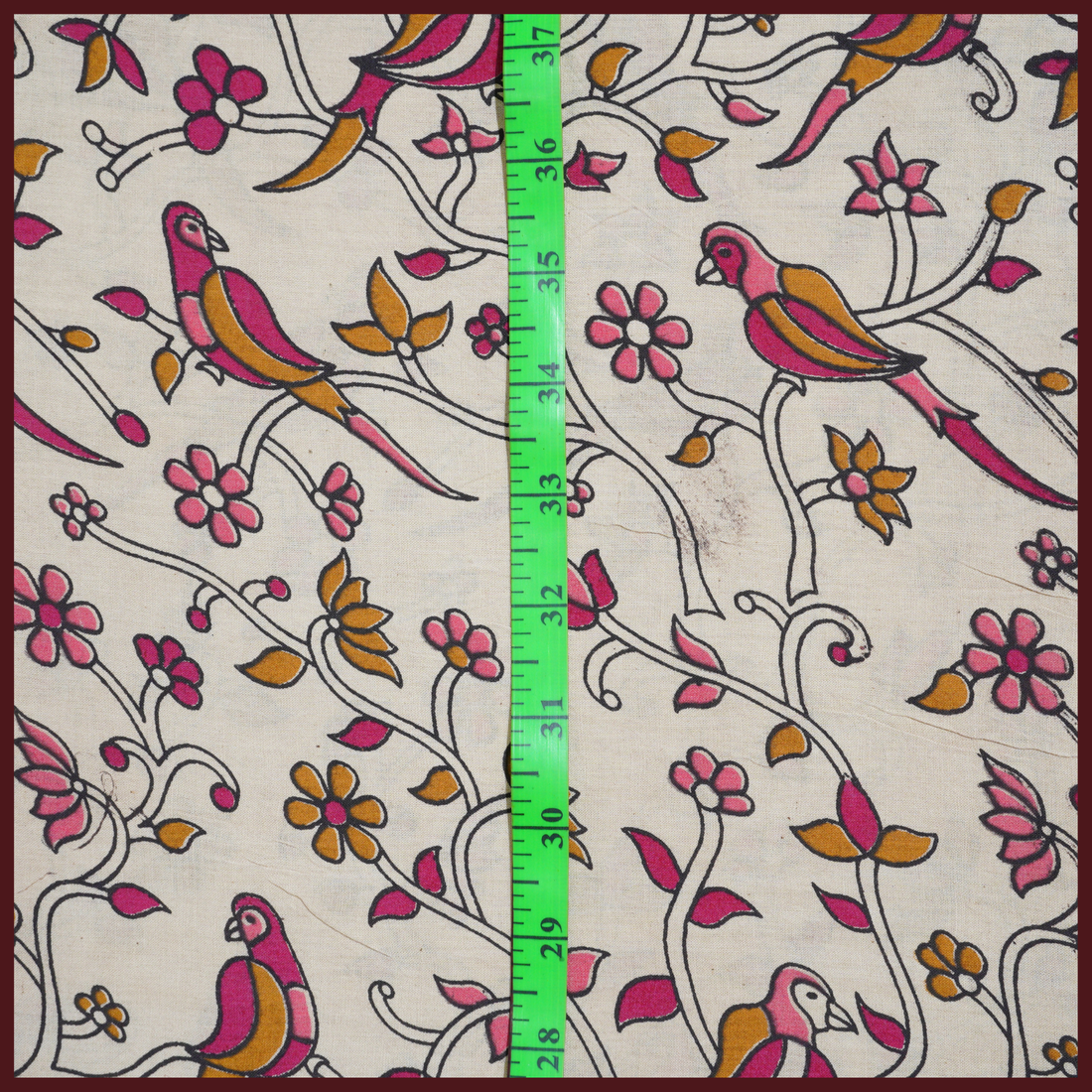 WHITE- BLOCK PRINT COTTON PEDANA KALAMKARI FABRIC 30