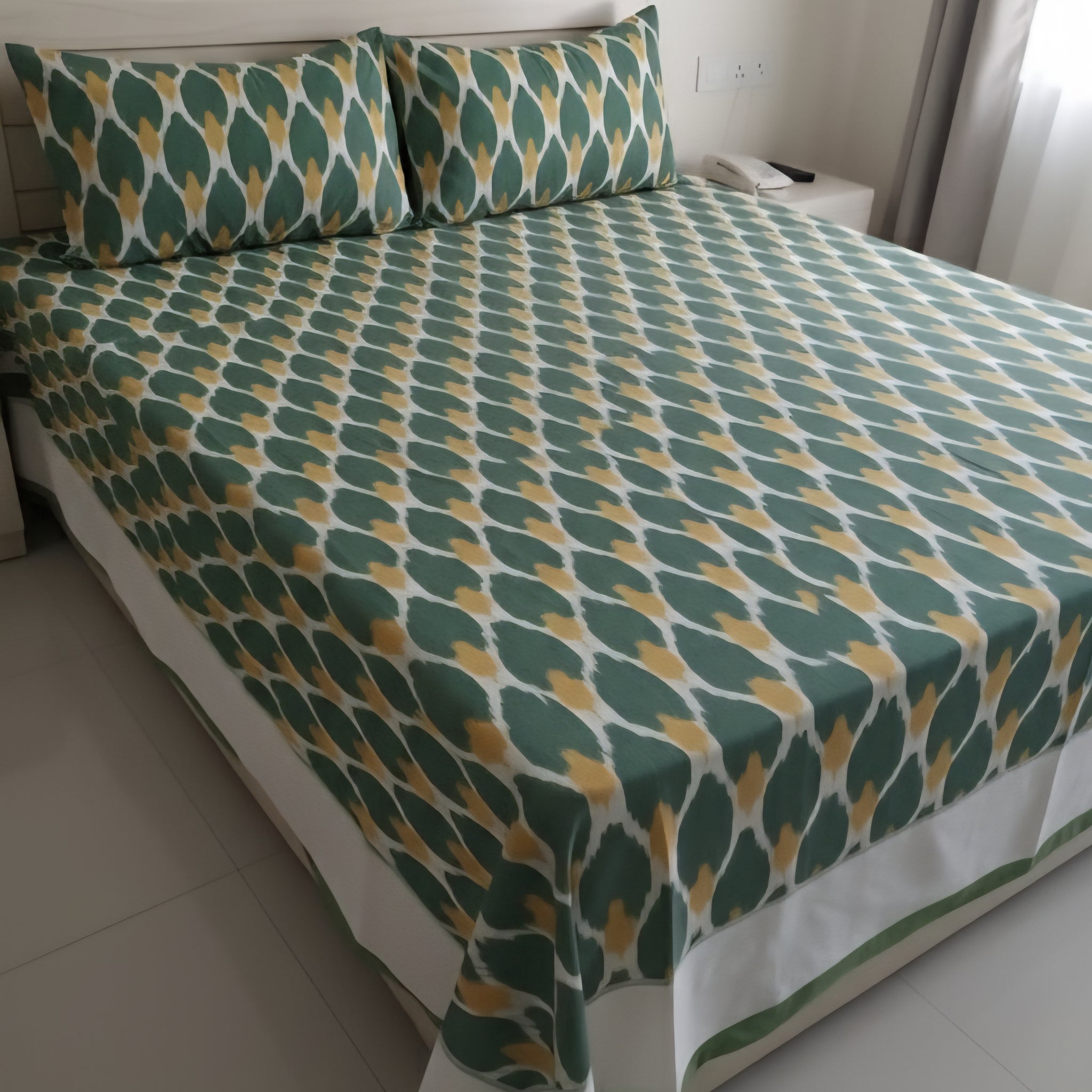 Multicolor - Premium Handloom Cotton Ikat Double Bedsheet (King Size 108 x 90 in) 01