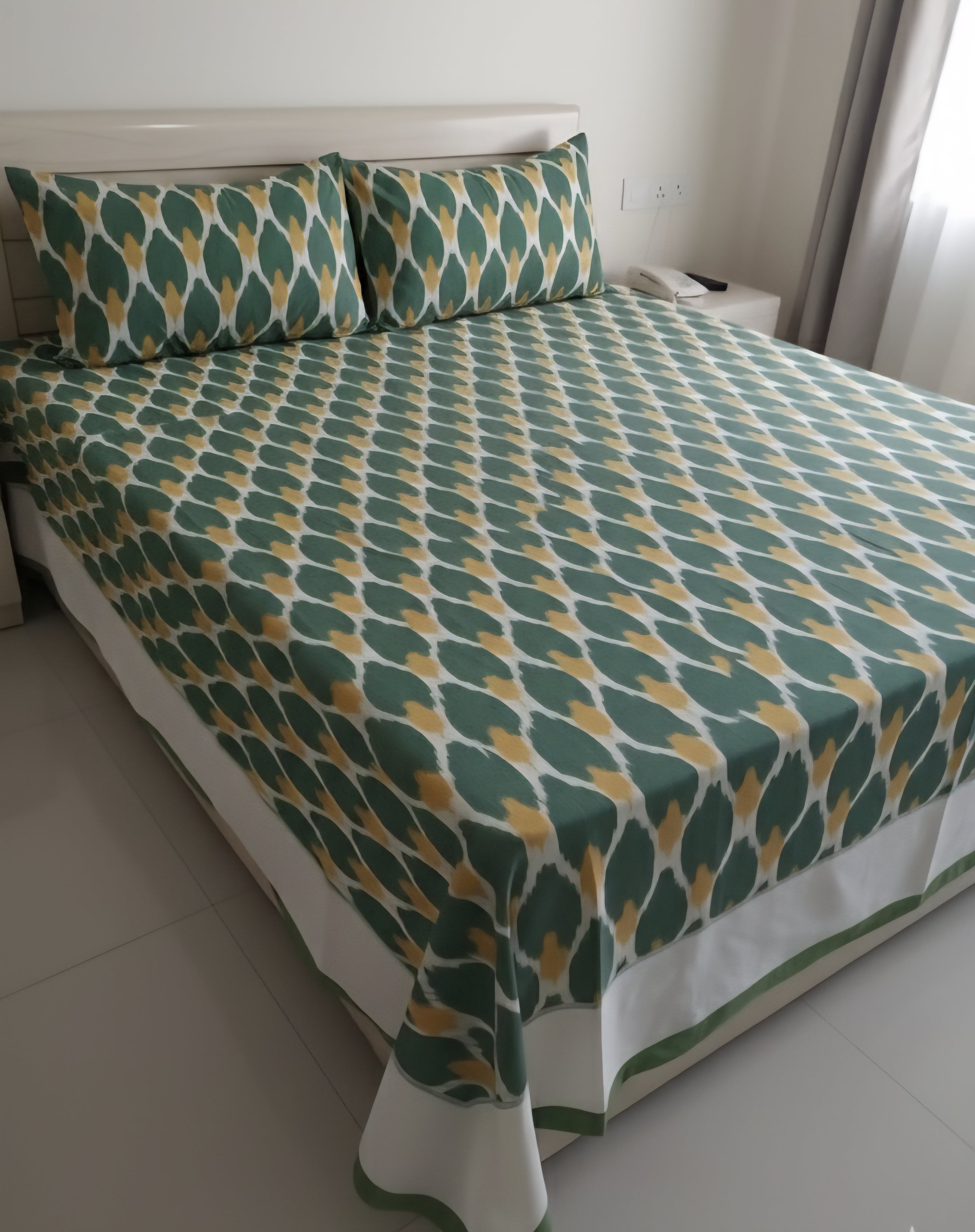 Multicolor - Premium Handloom Cotton Ikat Double Bedsheet (King Size 108 x 90 in) 01