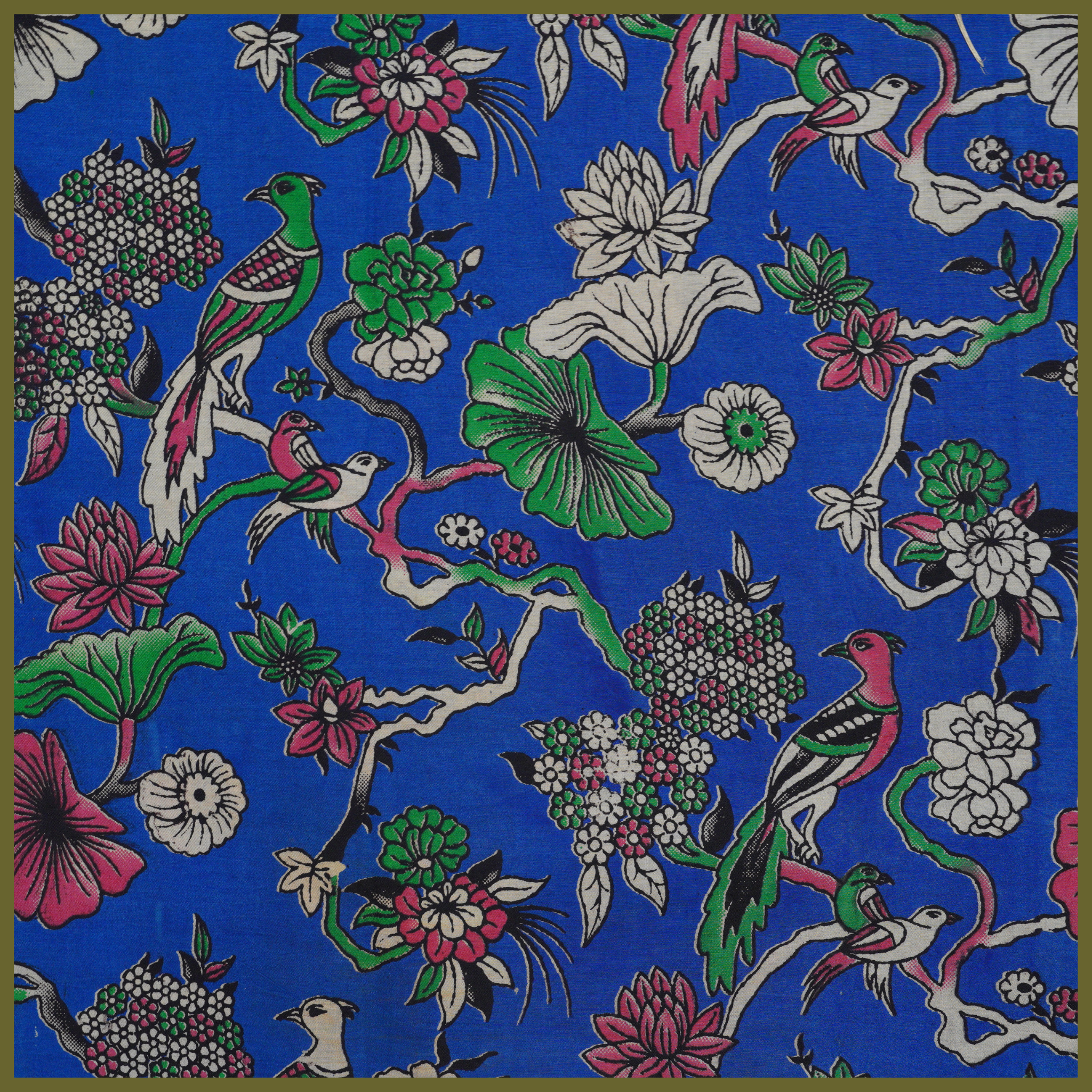 BLUE- BLOCK PRINT COTTON PEDANA KALAMKARI FABRIC 12