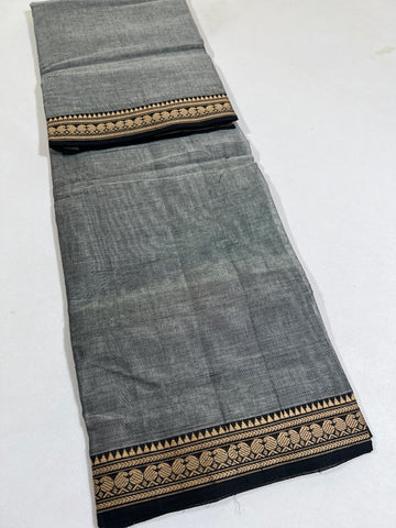 GRAY - NARAYANPETA COTTON  SAREE WITH TRADITIONAL BORDER 08