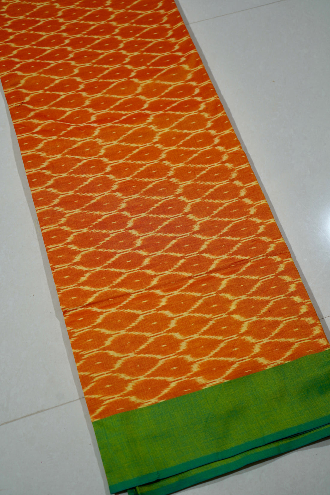 Orange - MERCERISED COTTON HANDLOOM POCHAMPALLY IKAT SAREE 01