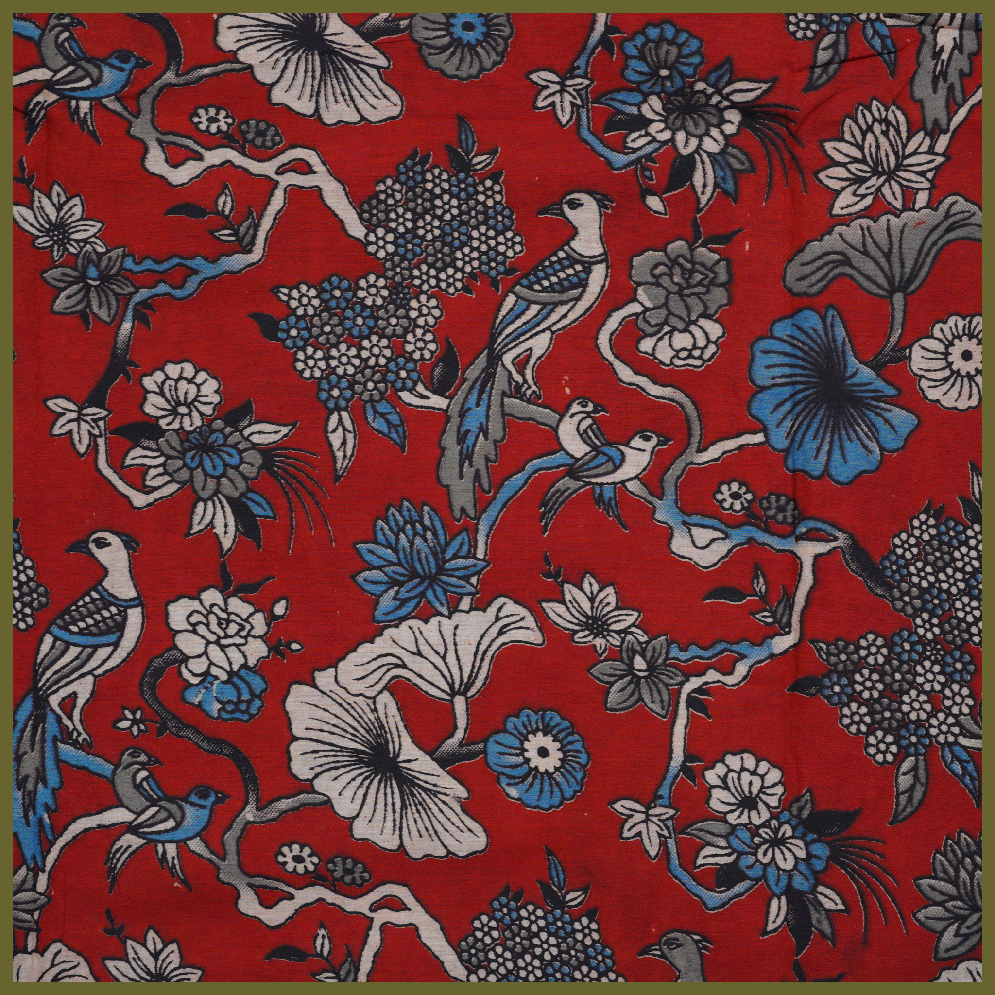 RED- BLOCK PRINT COTTON PEDANA KALAMKARI FABRIC 09