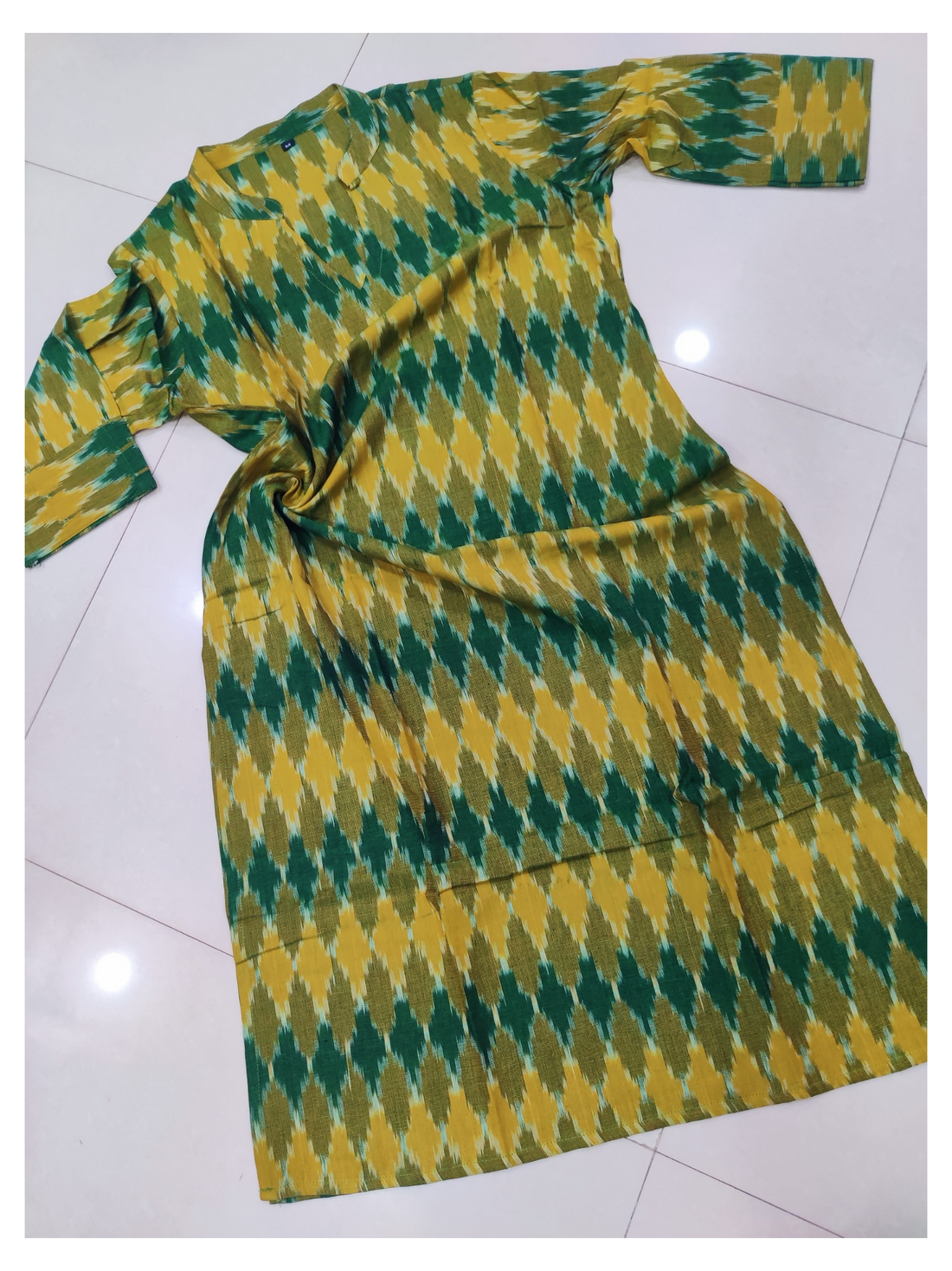 Multicolor - IKAT WEAVE COTTON LONG KURTA 01