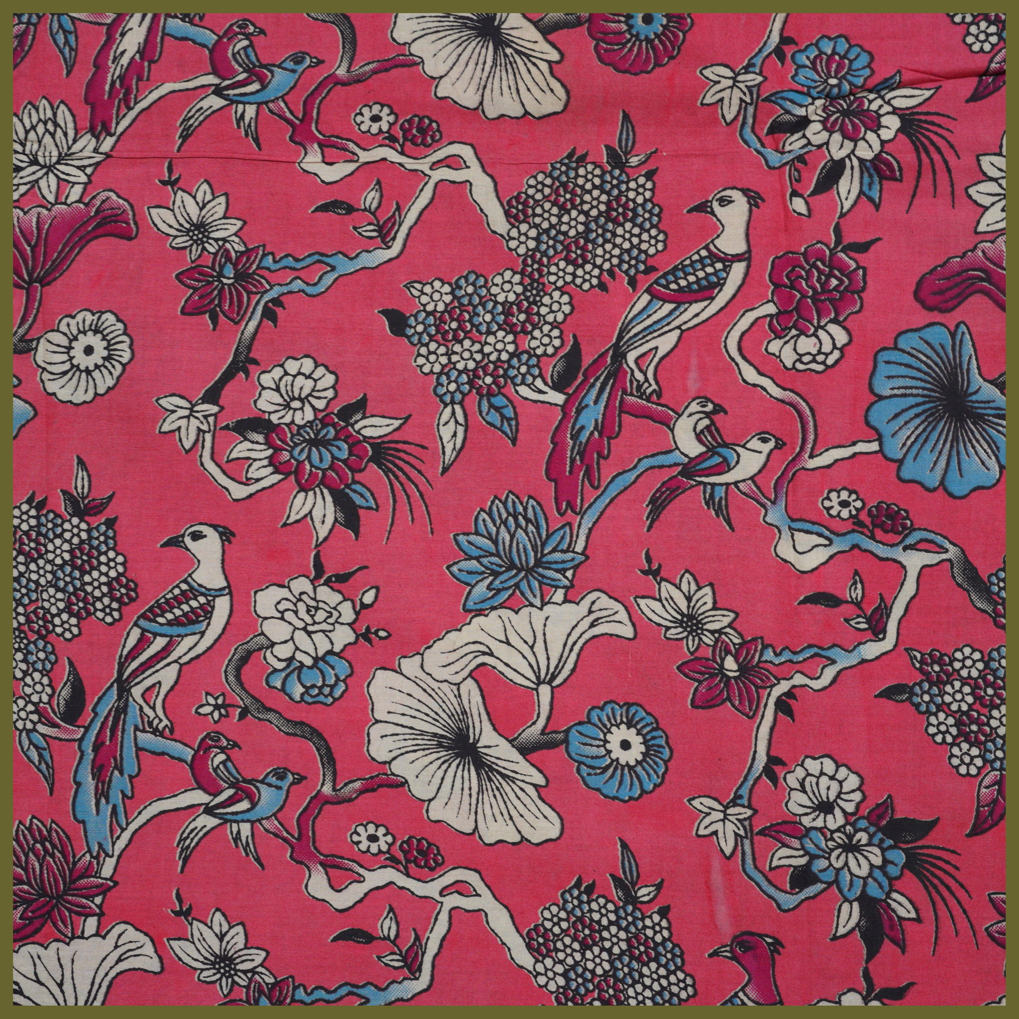 RED- BLOCK PRINT COTTON PEDANA KALAMKARI FABRIC 06