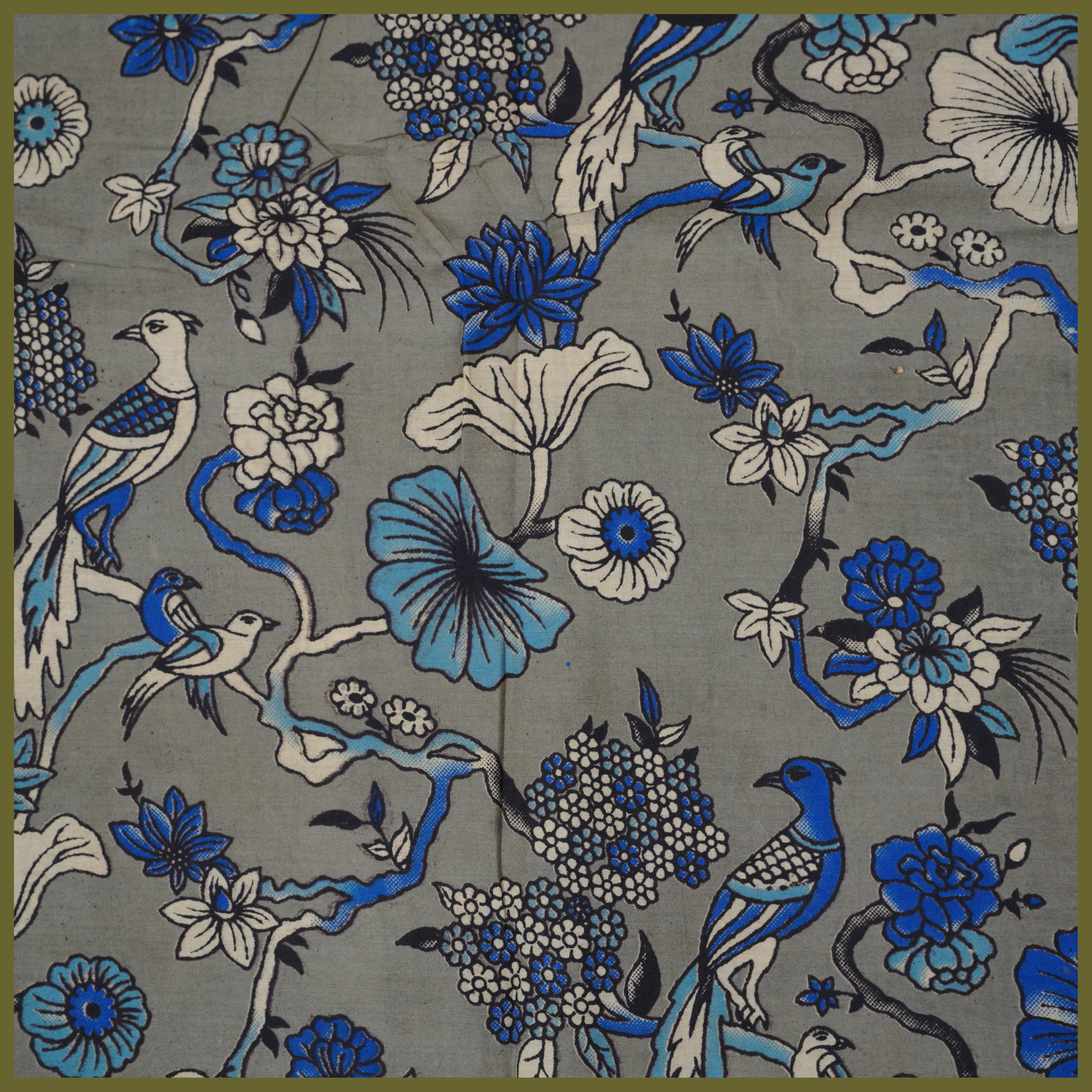 BLUE- BLOCK PRINT COTTON PEDANA KALAMKARI FABRIC 03