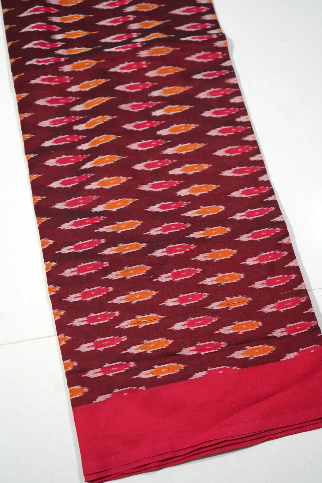Red - MERCERISED COTTON HANDLOOM POCHAMPALLY IKAT SAREE 04