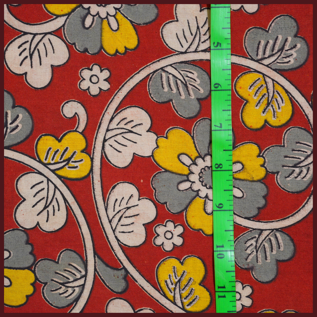 RED- BLOCK PRINT COTTON PEDANA KALAMKARI FABRIC 33