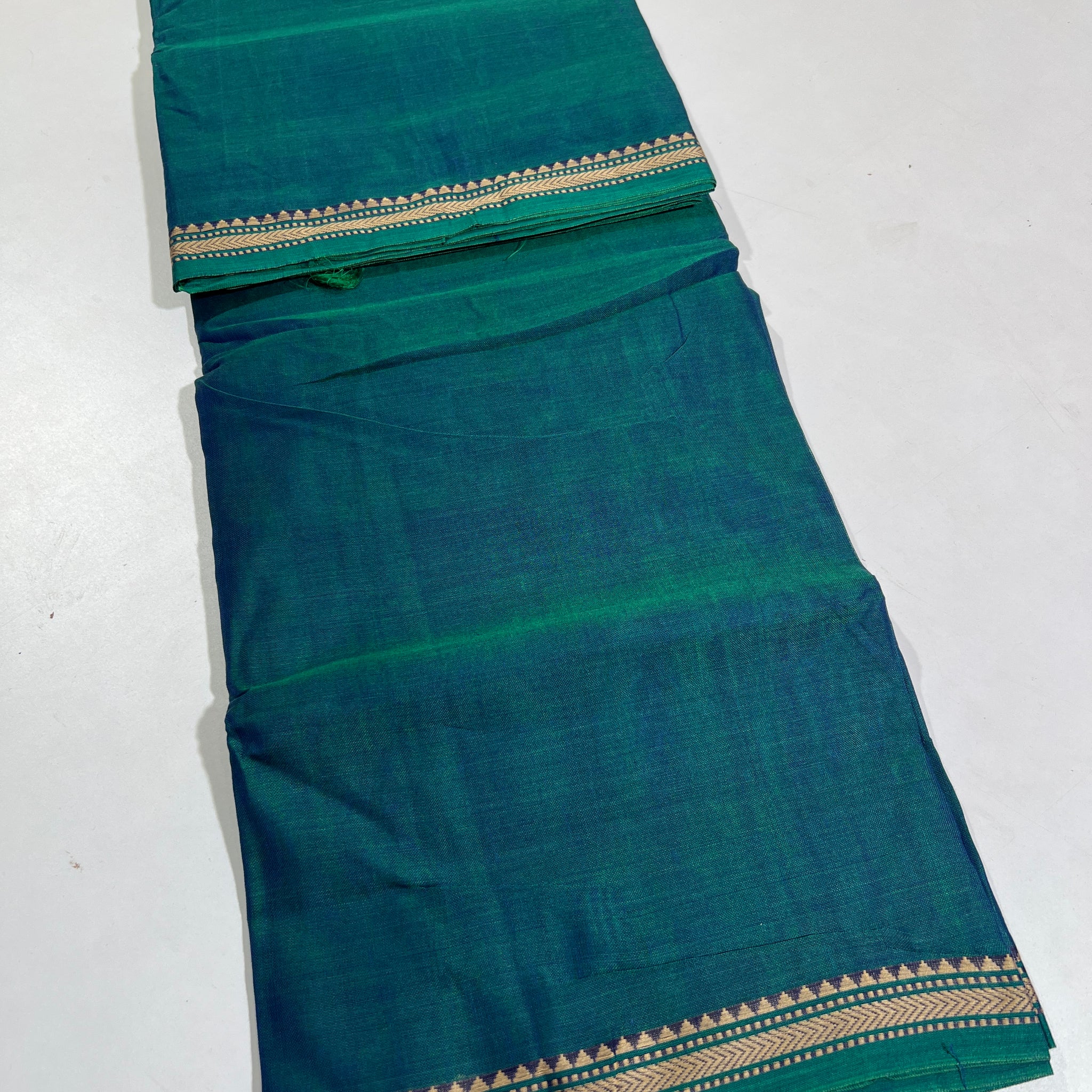 GREEN - NARAYANPETA COTTON  SAREE WITH TRADITIONAL BORDER 40