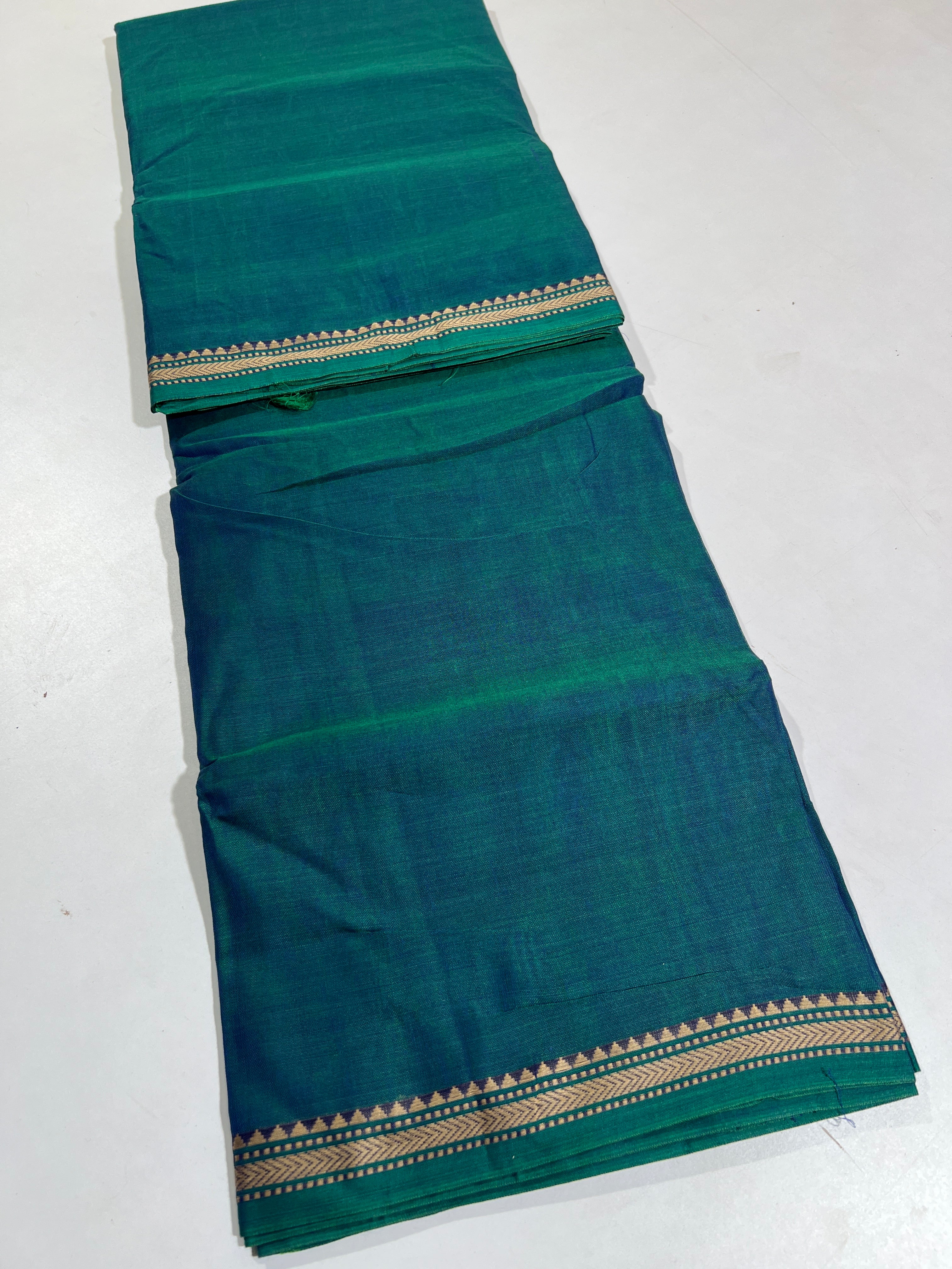 GREEN - NARAYANPETA COTTON  SAREE WITH TRADITIONAL BORDER 40