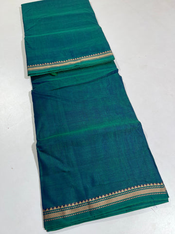 GREEN - NARAYANPETA COTTON  SAREE WITH TRADITIONAL BORDER 40