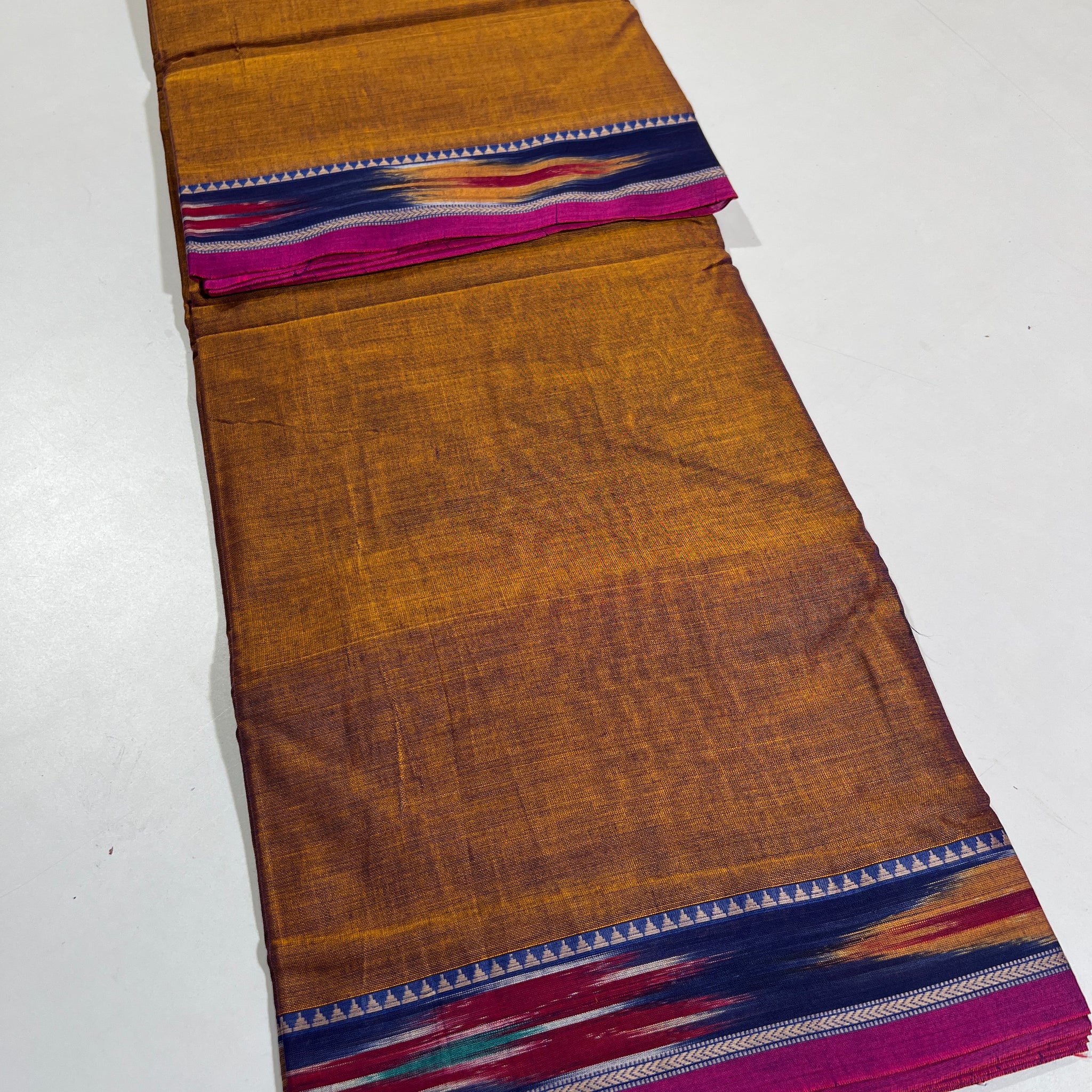 GOLD - NARAYANPETA COTTON  SAREE WITH TRADITIONAL BORDER 12