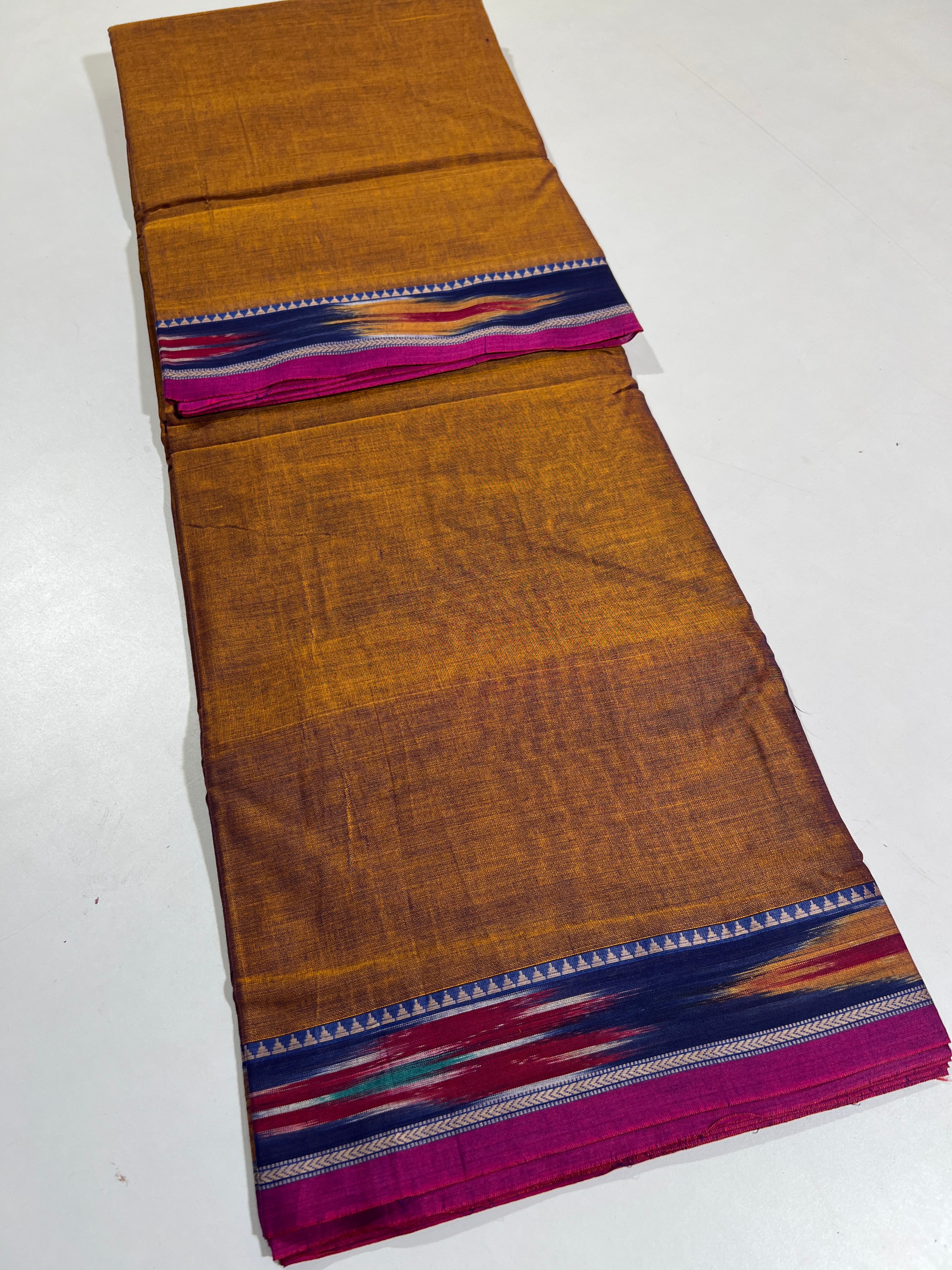 GOLD - NARAYANPETA COTTON  SAREE WITH TRADITIONAL BORDER 12