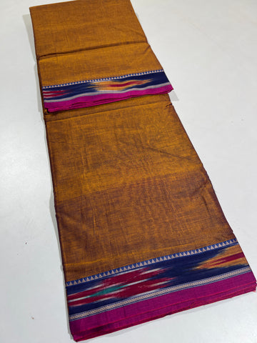 GOLD - NARAYANPETA COTTON  SAREE WITH TRADITIONAL BORDER 12