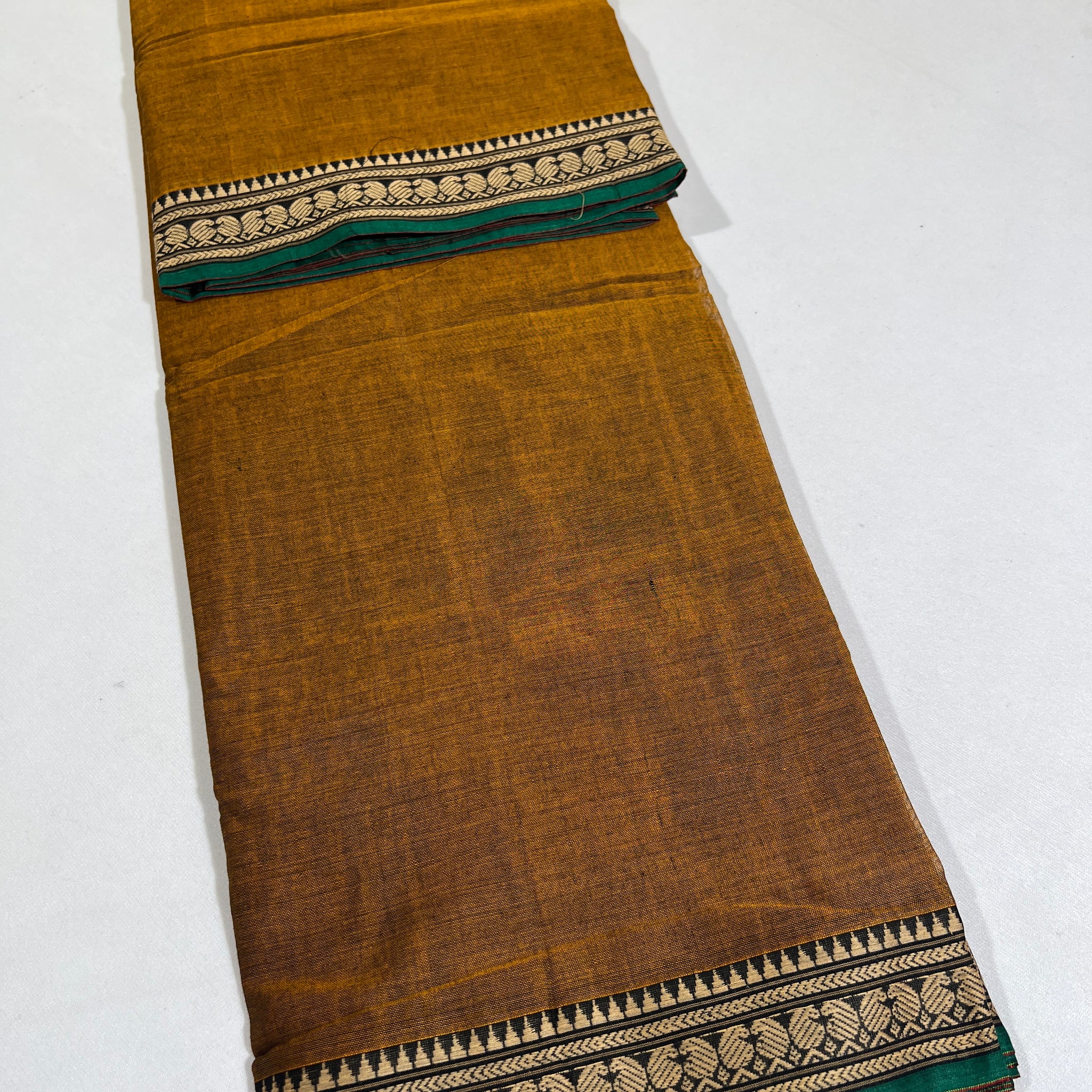 GOLD- NARAYANPETA COTTON  SAREE WITH TRADITIONAL BORDER 07