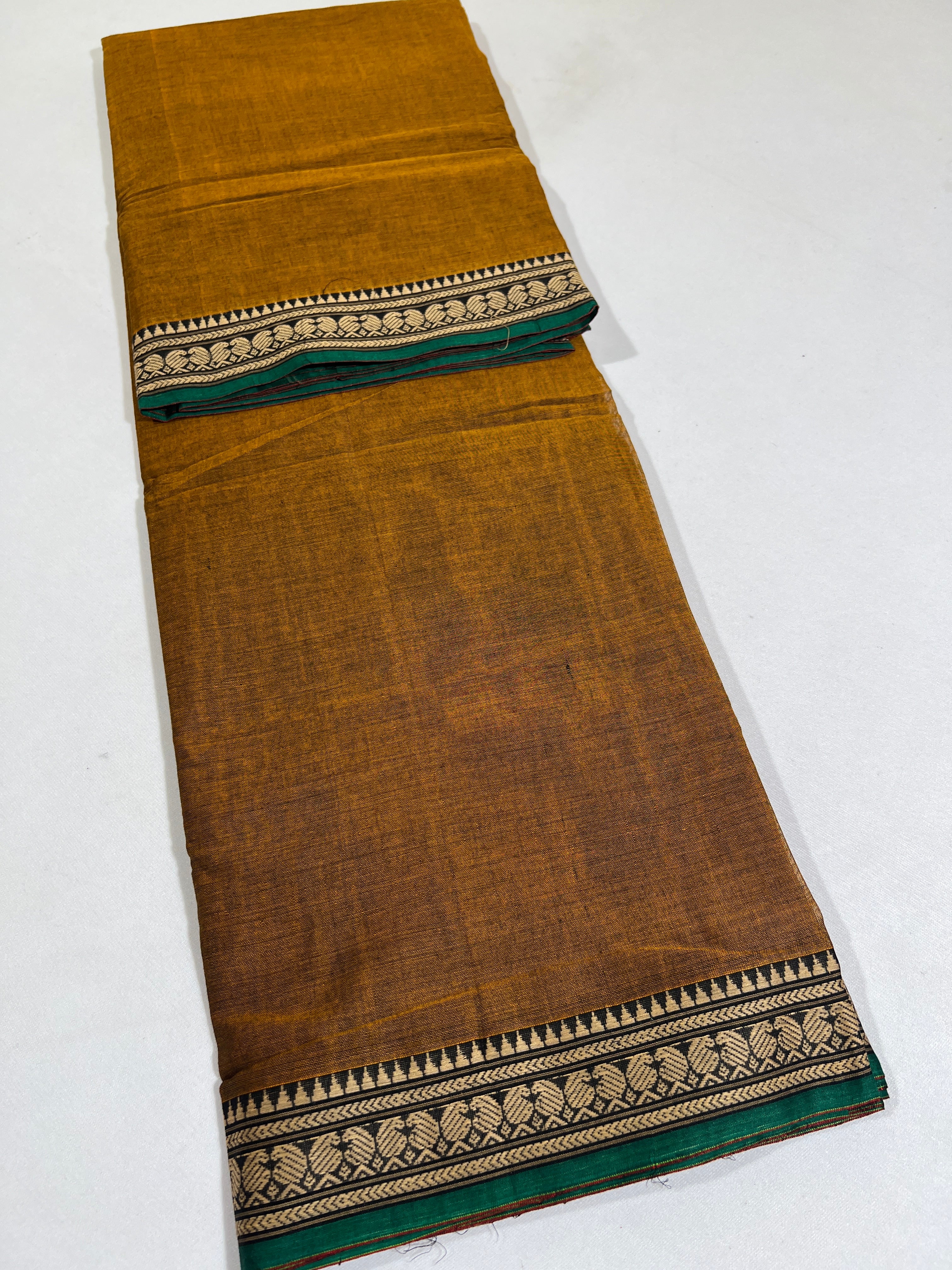 GOLD- NARAYANPETA COTTON  SAREE WITH TRADITIONAL BORDER 07