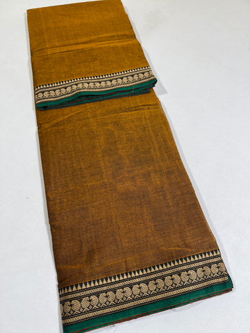 GOLD- NARAYANPETA COTTON  SAREE WITH TRADITIONAL BORDER 07