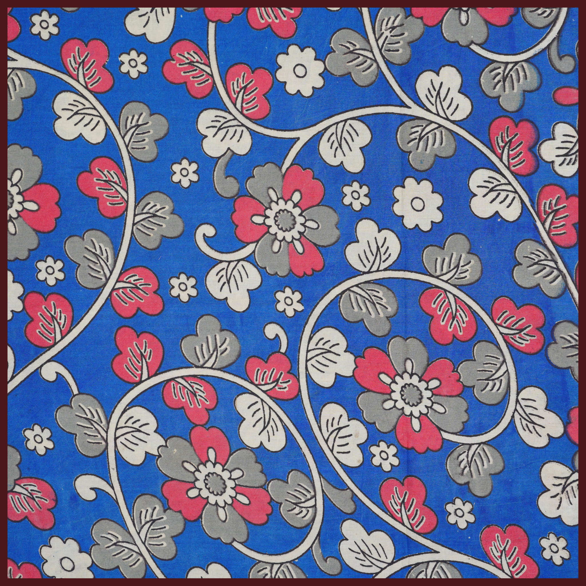 BLUE- BLOCK PRINT COTTON PEDANA KALAMKARI FABRIC 29
