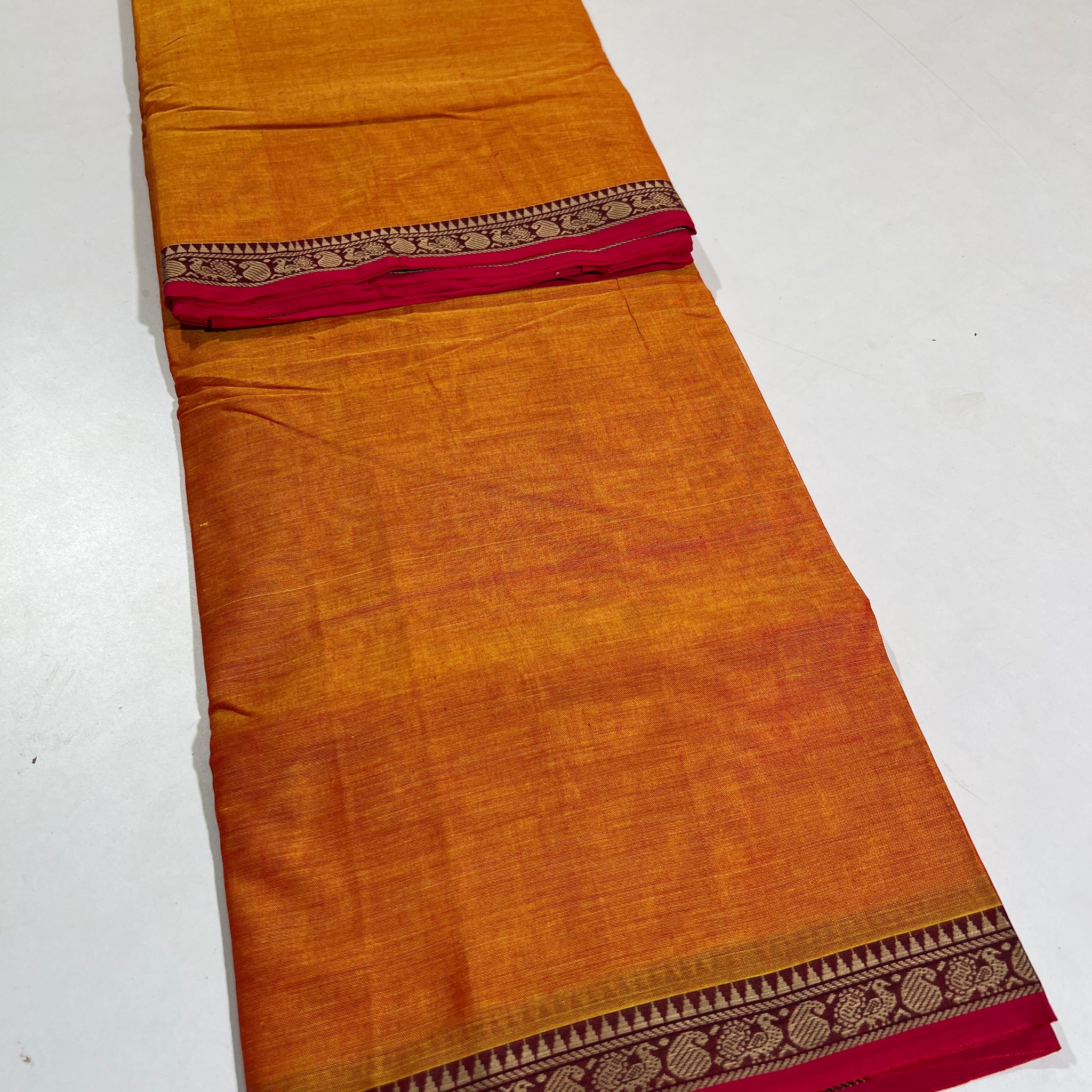 ORANGE - NARAYANPETA COTTON  SAREE WITH TRADITIONAL BORDER 30