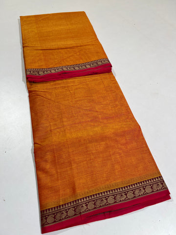 ORANGE - NARAYANPETA COTTON  SAREE WITH TRADITIONAL BORDER 30