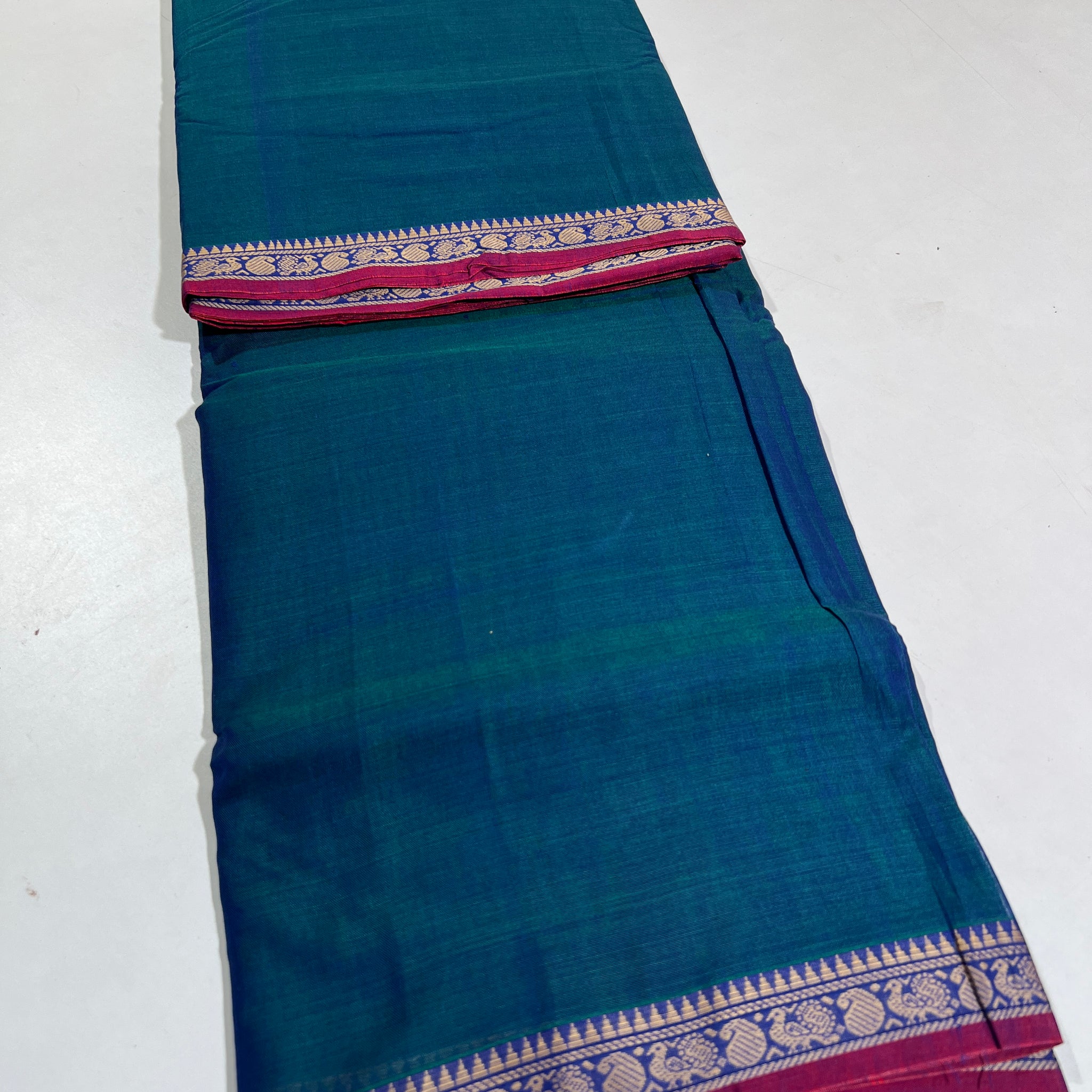BLUE - NARAYANPETA COTTON  SAREE WITH TRADITIONAL BORDER 33
