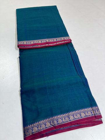 BLUE - NARAYANPETA COTTON  SAREE WITH TRADITIONAL BORDER 33