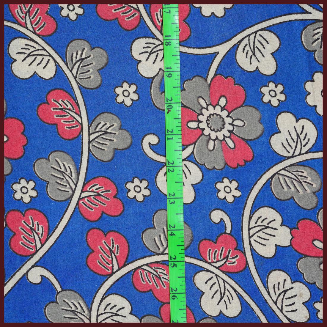 BLUE- BLOCK PRINT COTTON PEDANA KALAMKARI FABRIC 29