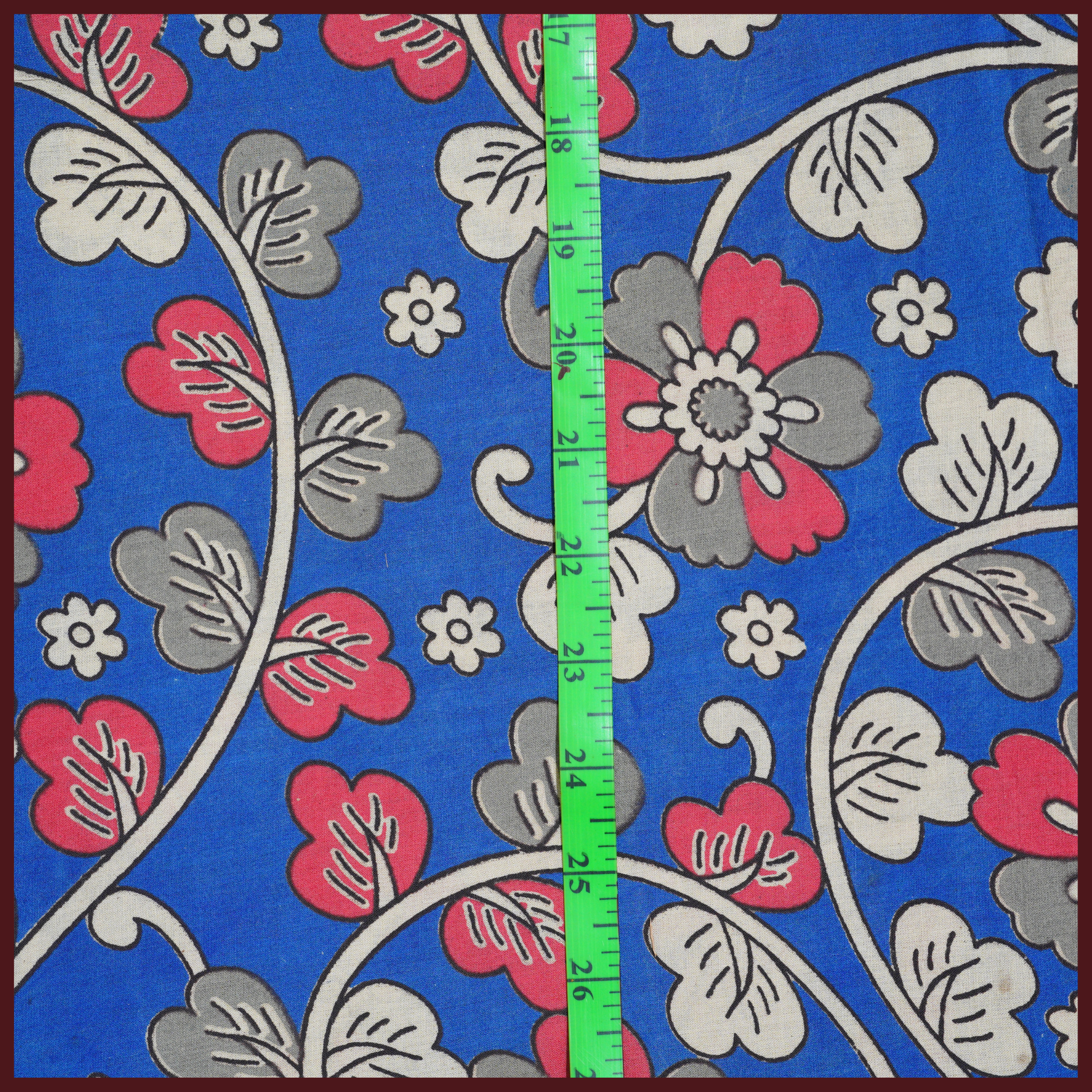 BLUE- BLOCK PRINT COTTON PEDANA KALAMKARI FABRIC 26