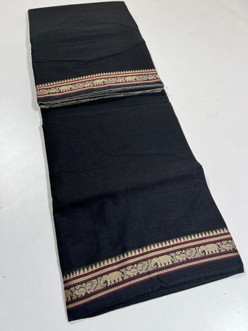 BLACK - NARAYANPETA COTTON  SAREE WITH TRADITIONAL BORDER 39