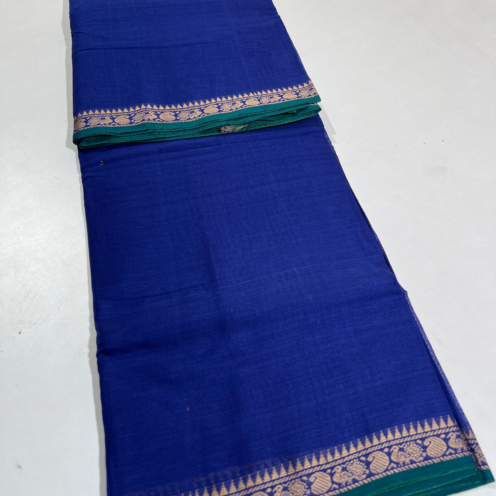 BLUE - NARAYANPETA COTTON  SAREE WITH TRADITIONAL BORDER 32