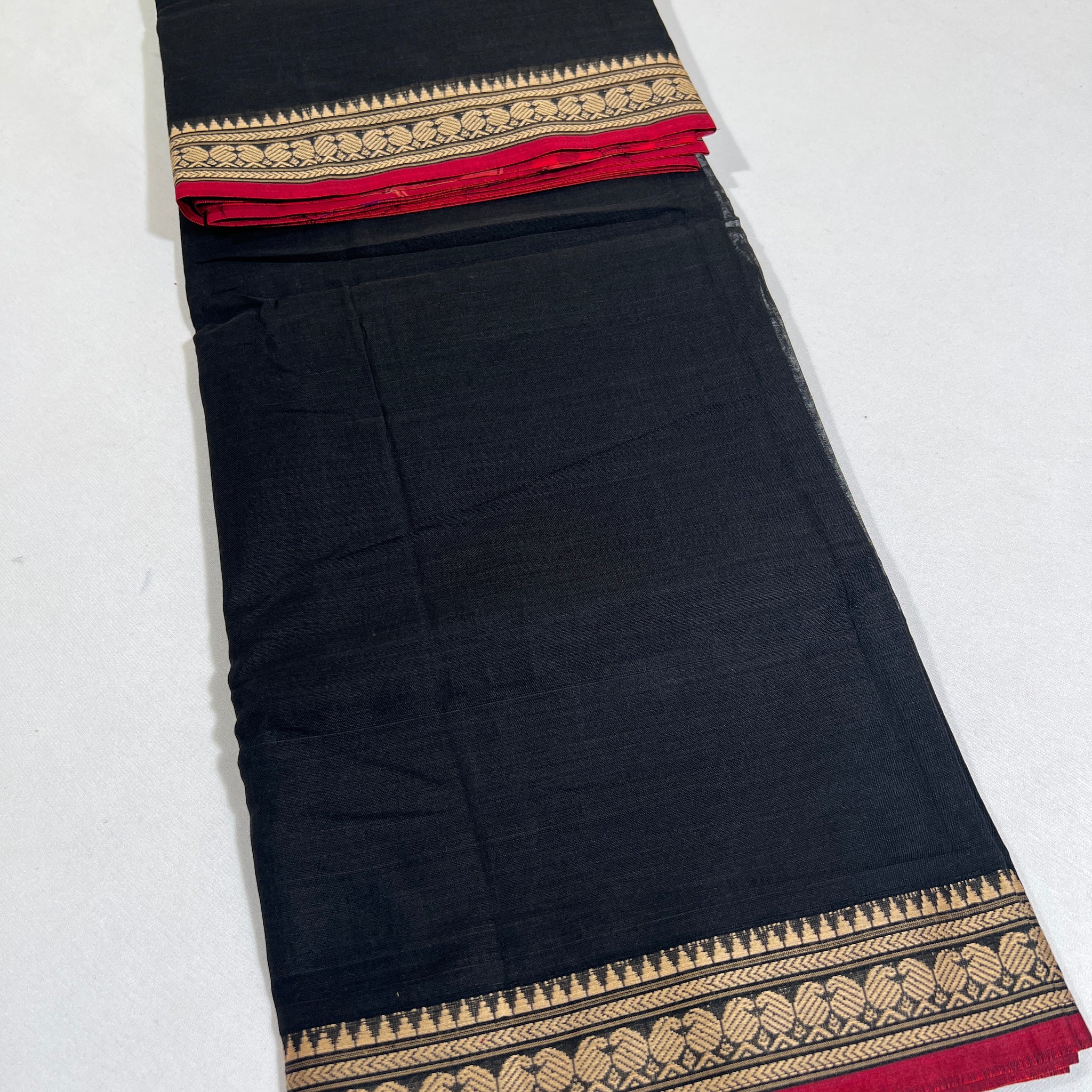 BLACK - NARAYANPETA COTTON  SAREE WITH TRADITIONAL BORDER 06