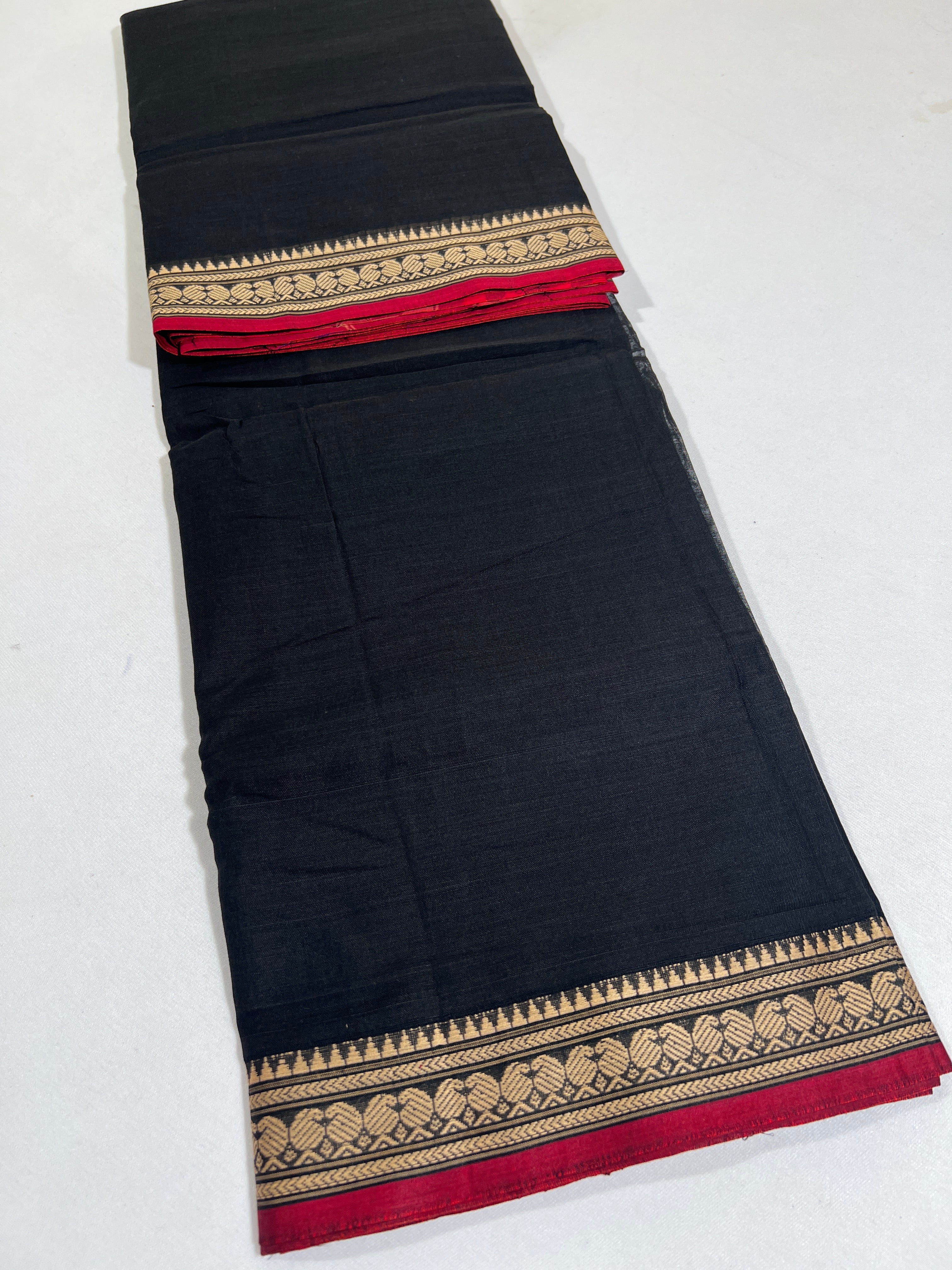 BLACK - NARAYANPETA COTTON  SAREE WITH TRADITIONAL BORDER 06