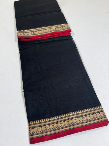 BLACK - NARAYANPETA COTTON  SAREE WITH TRADITIONAL BORDER 06
