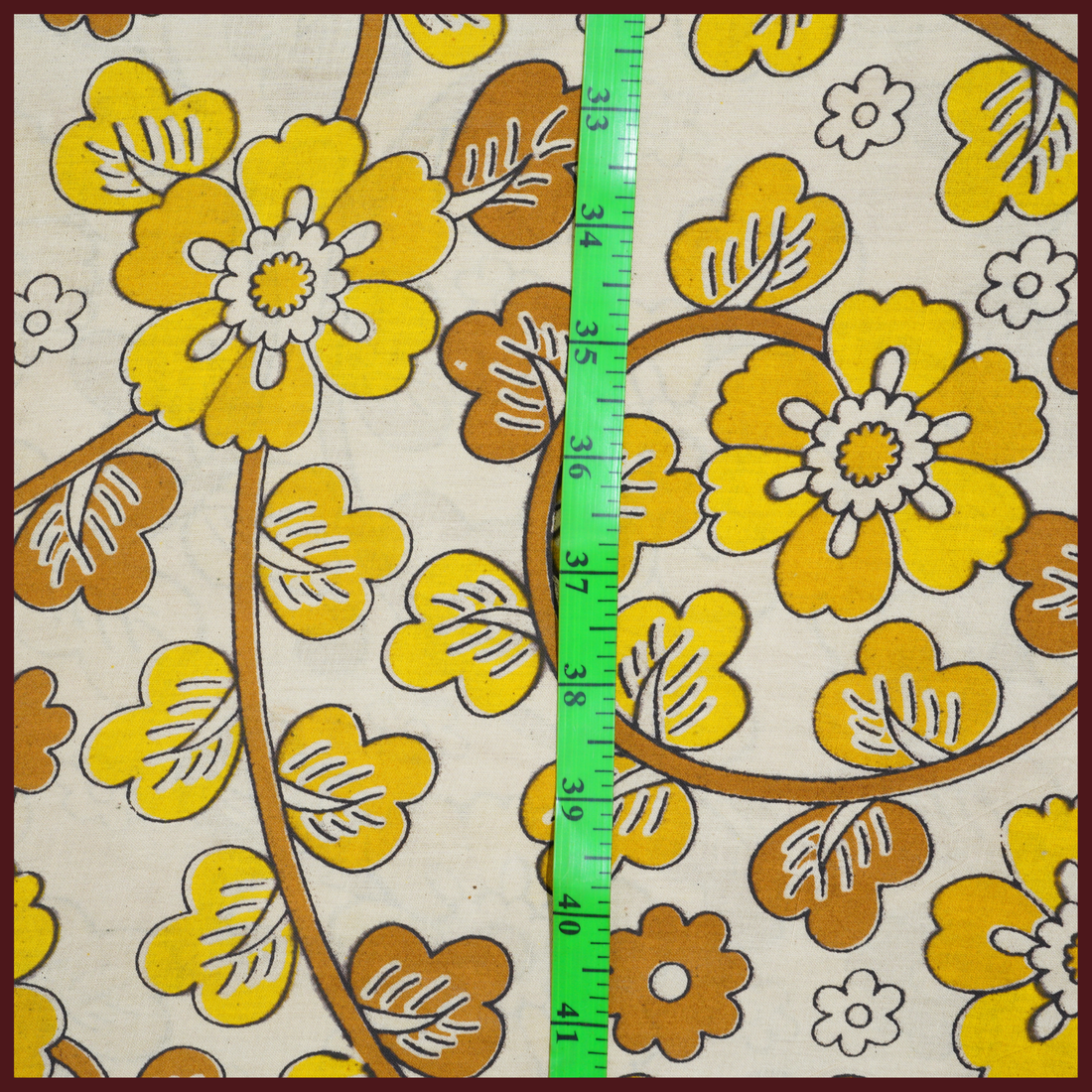 YELLOW- BLOCK PRINT COTTON PEDANA KALAMKARI FABRIC 32