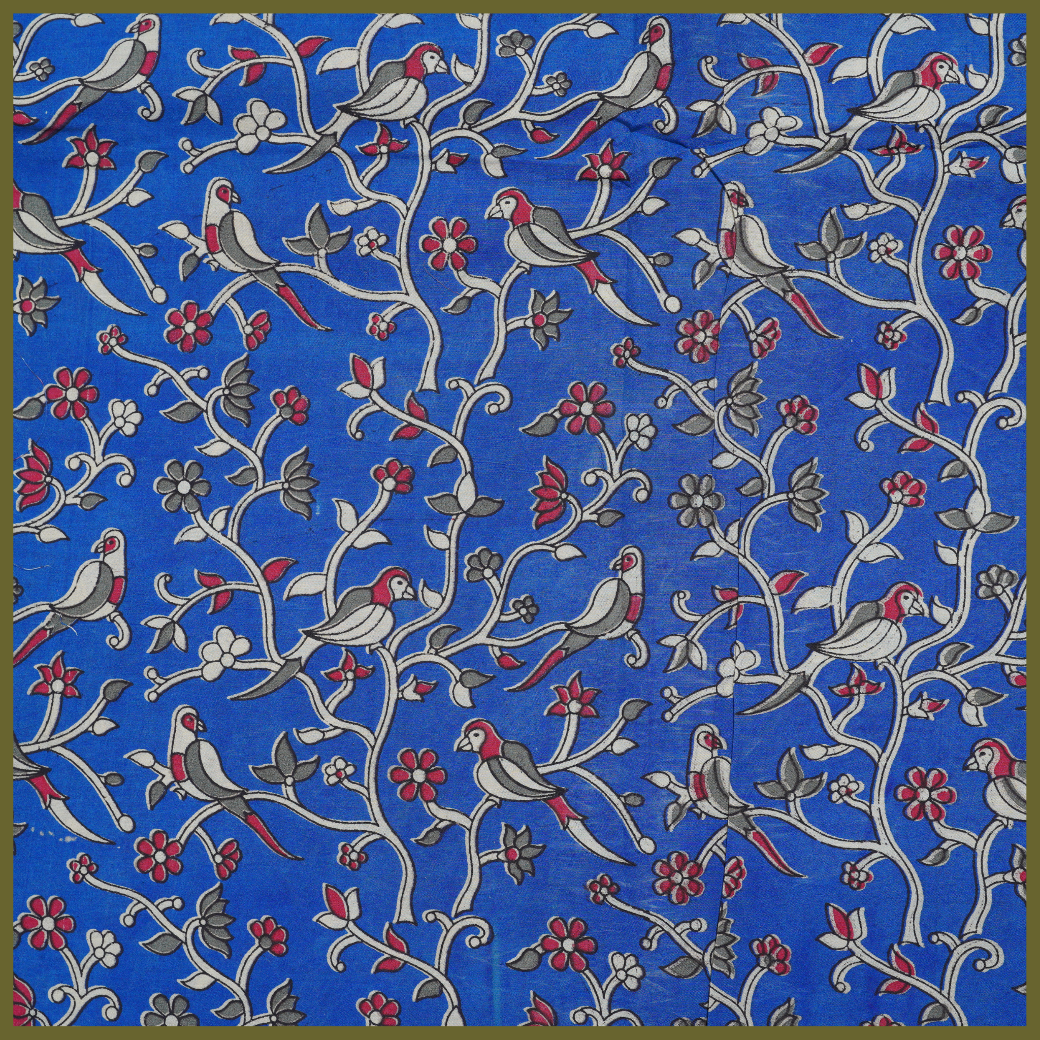 BLUE- BLOCK PRINT COTTON PEDANA KALAMKARI FABRIC 25