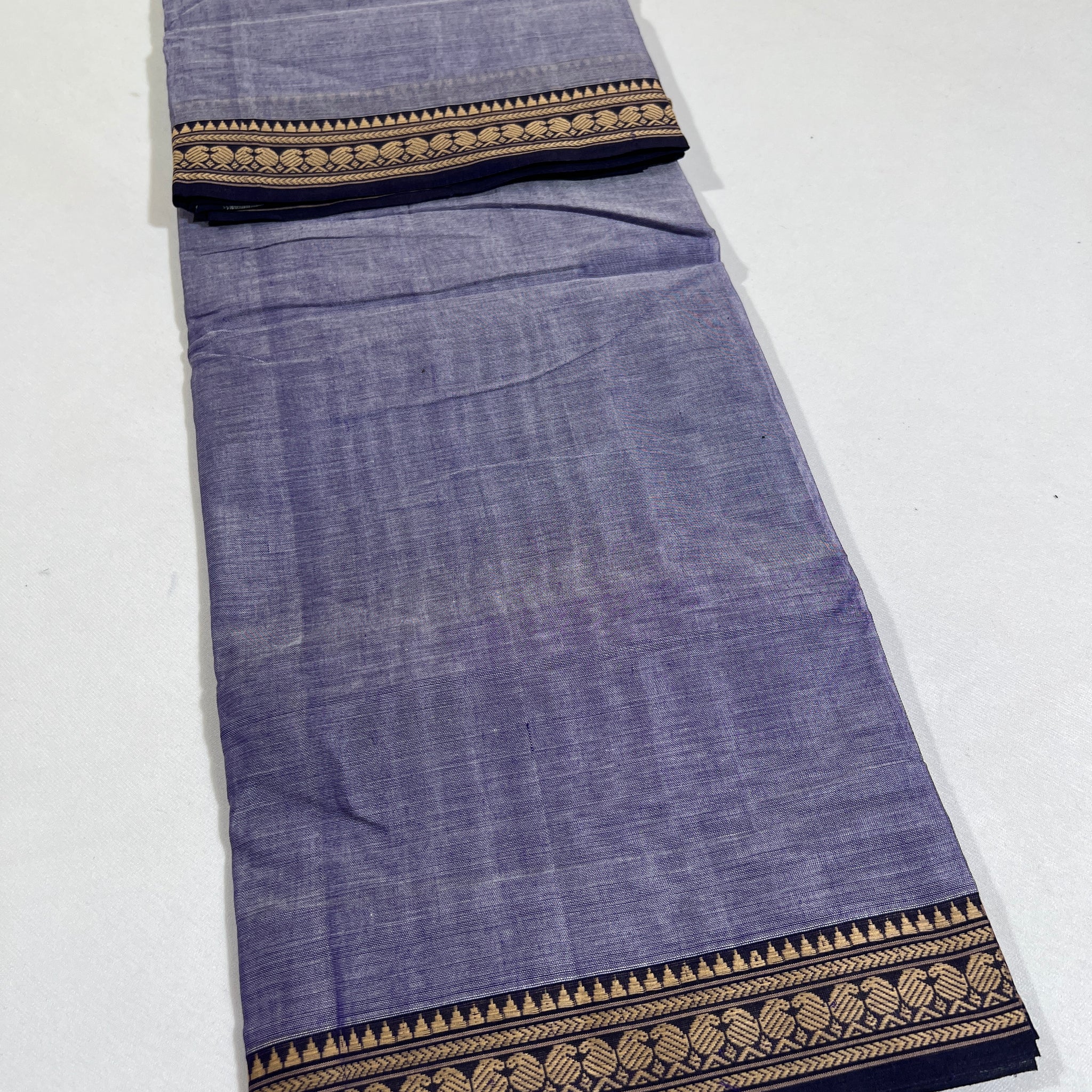GRAY- NARAYANPETA COTTON  SAREE WITH TRADITIONAL BORDER 08