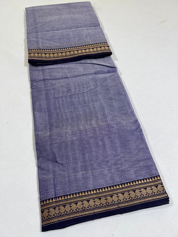 GRAY- NARAYANPETA COTTON  SAREE WITH TRADITIONAL BORDER 08
