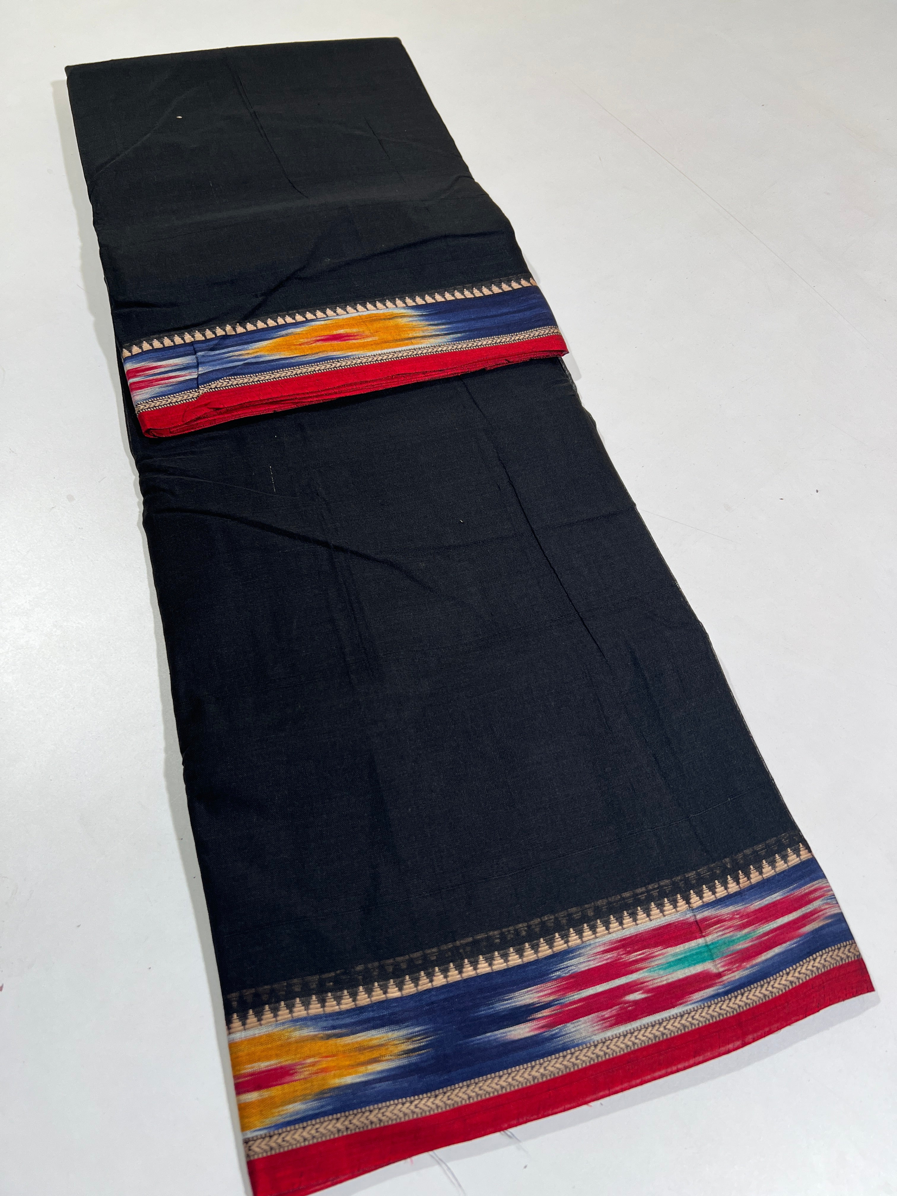 BLACK - NARAYANPETA COTTON  SAREE WITH TRADITIONAL BORDER 13