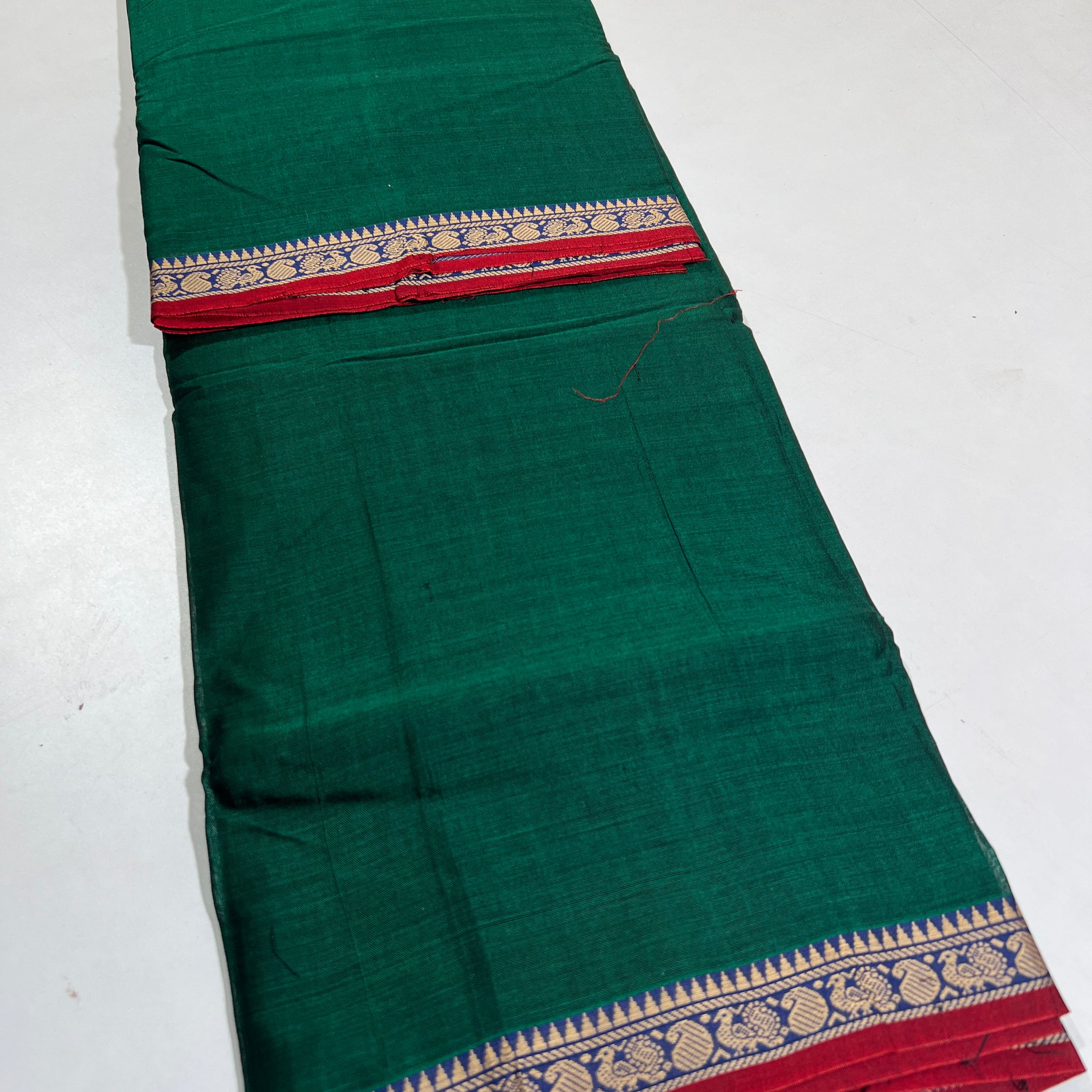GREEN - NARAYANPETA COTTON  SAREE WITH TRADITIONAL BORDER 34