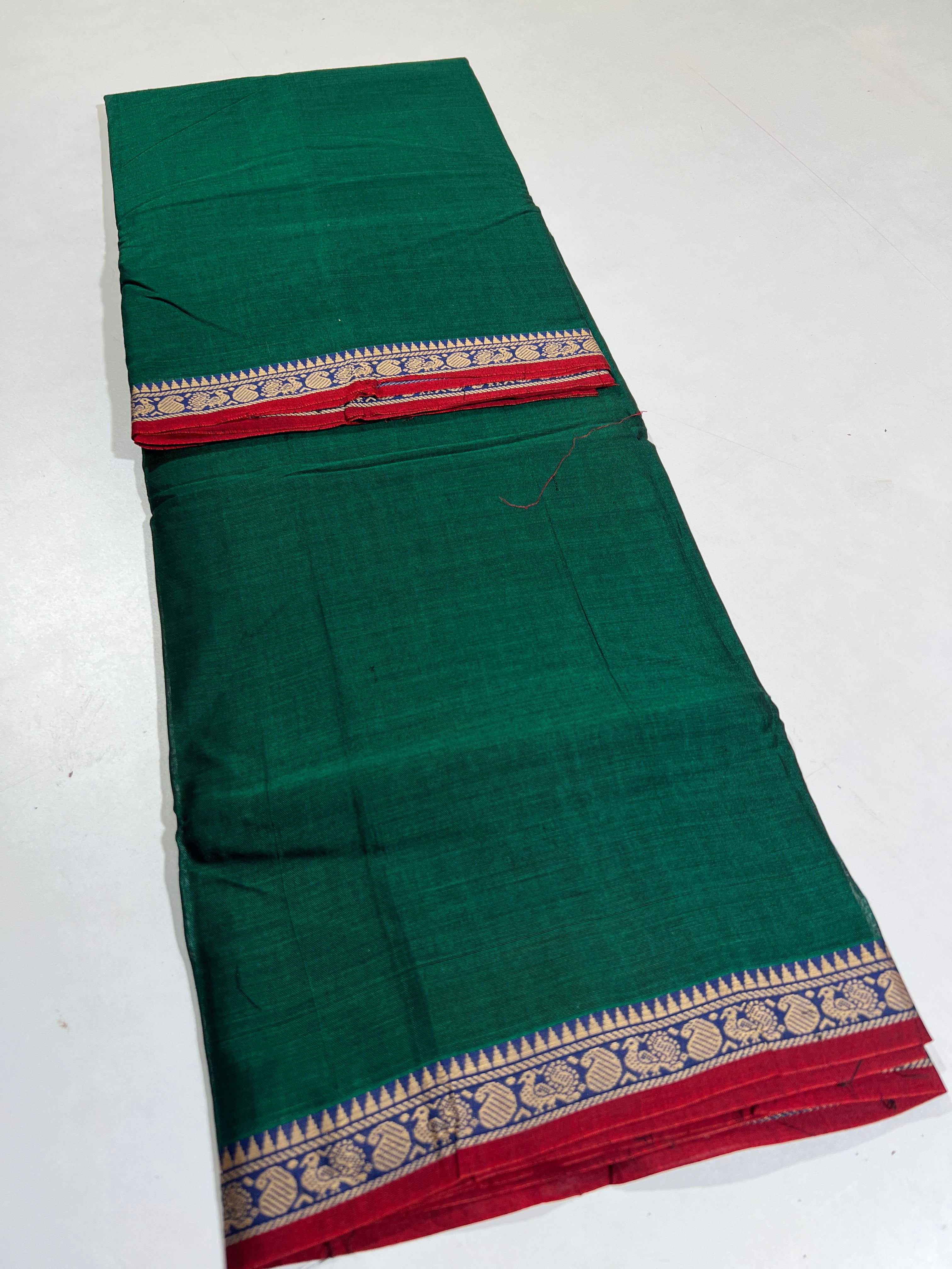 GREEN - NARAYANPETA COTTON  SAREE WITH TRADITIONAL BORDER 34