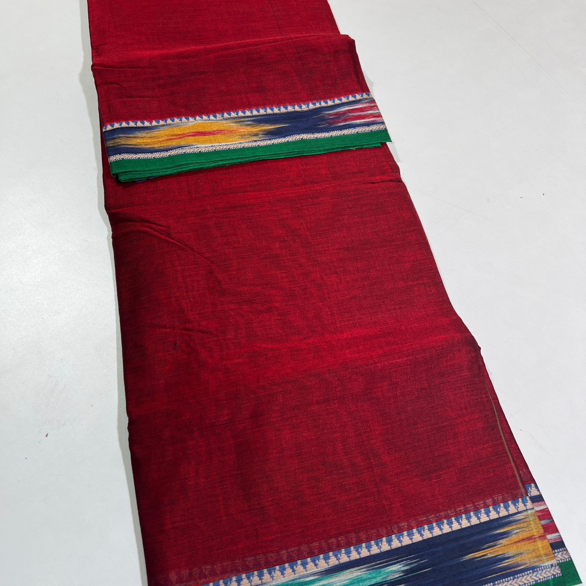 RED- NARAYANPETA COTTON  SAREE WITH TRADITIONAL BORDER 14