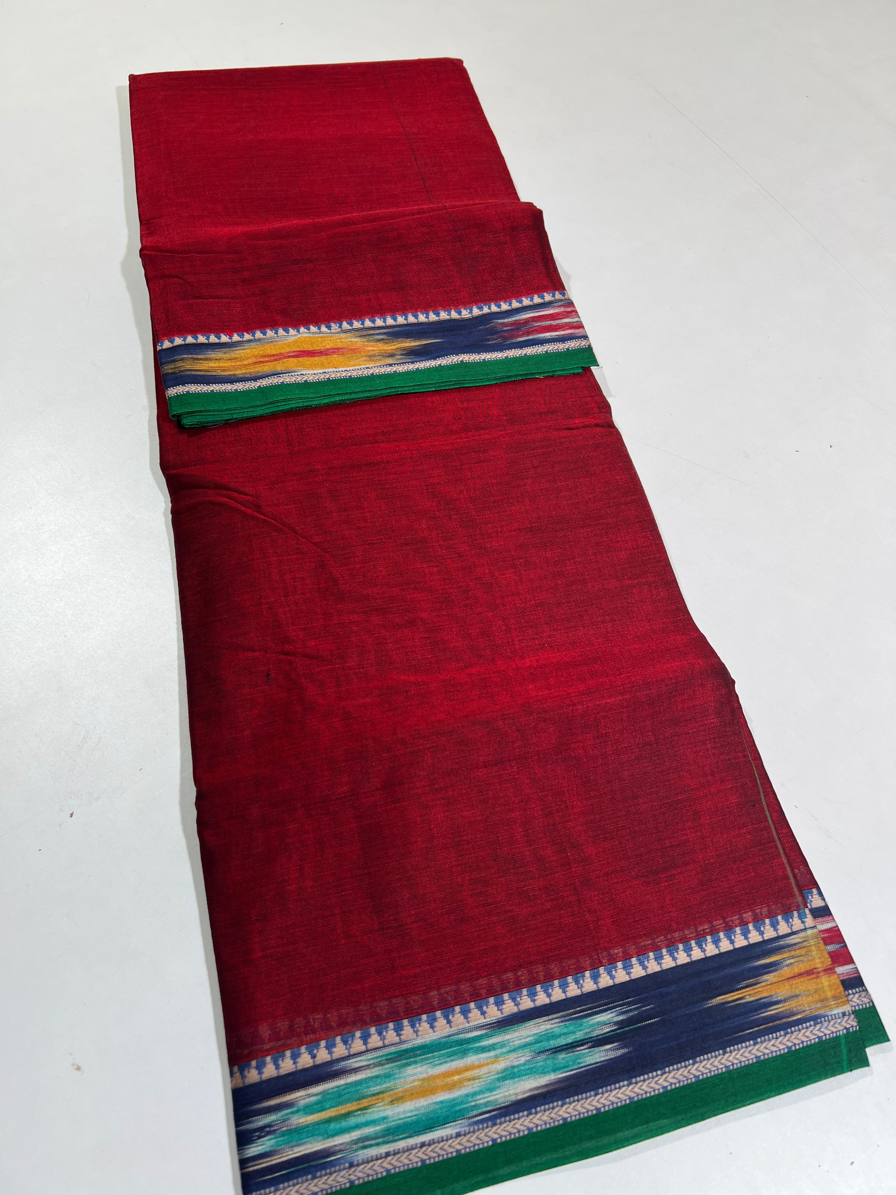 RED- NARAYANPETA COTTON  SAREE WITH TRADITIONAL BORDER 14